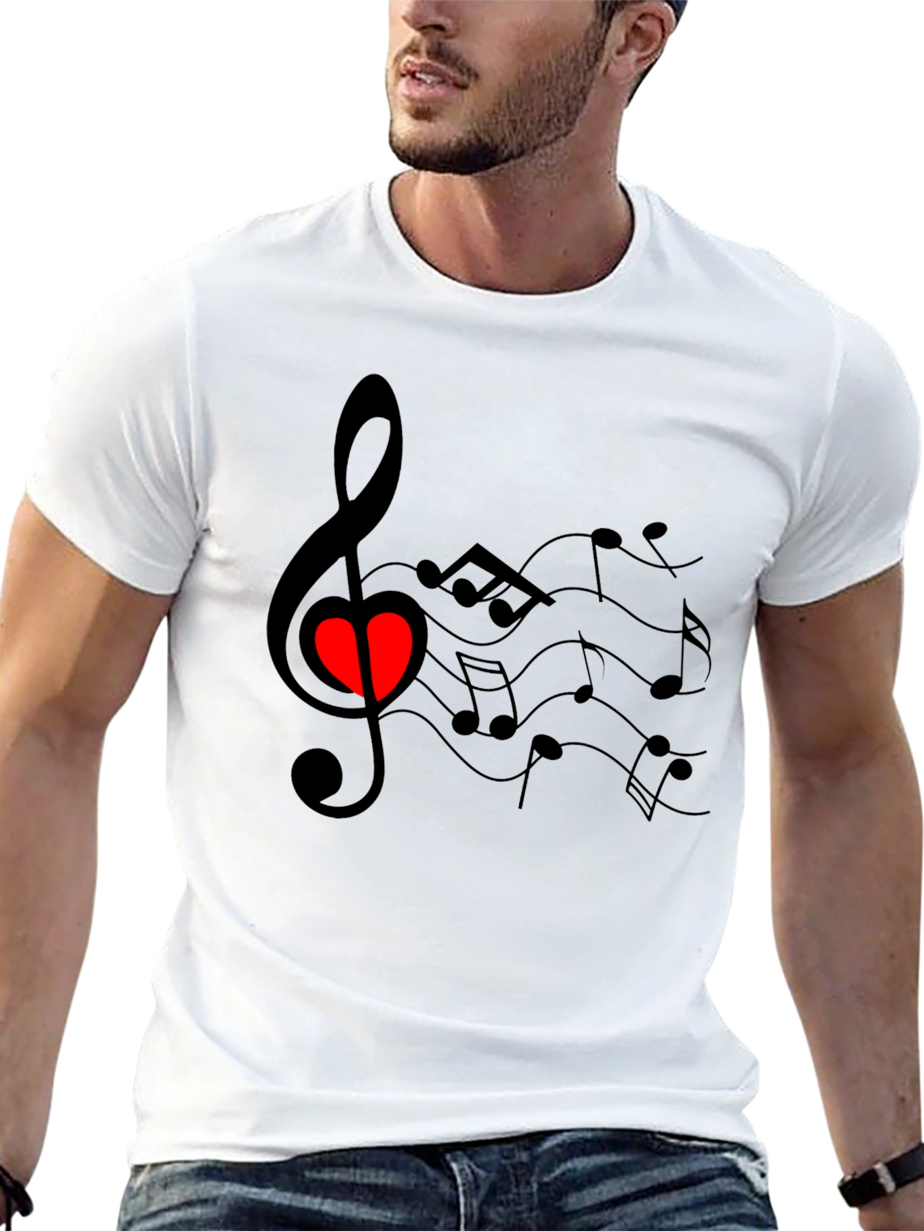 Black Musical Heart T-Shirt - Black Cotton Blend view 13