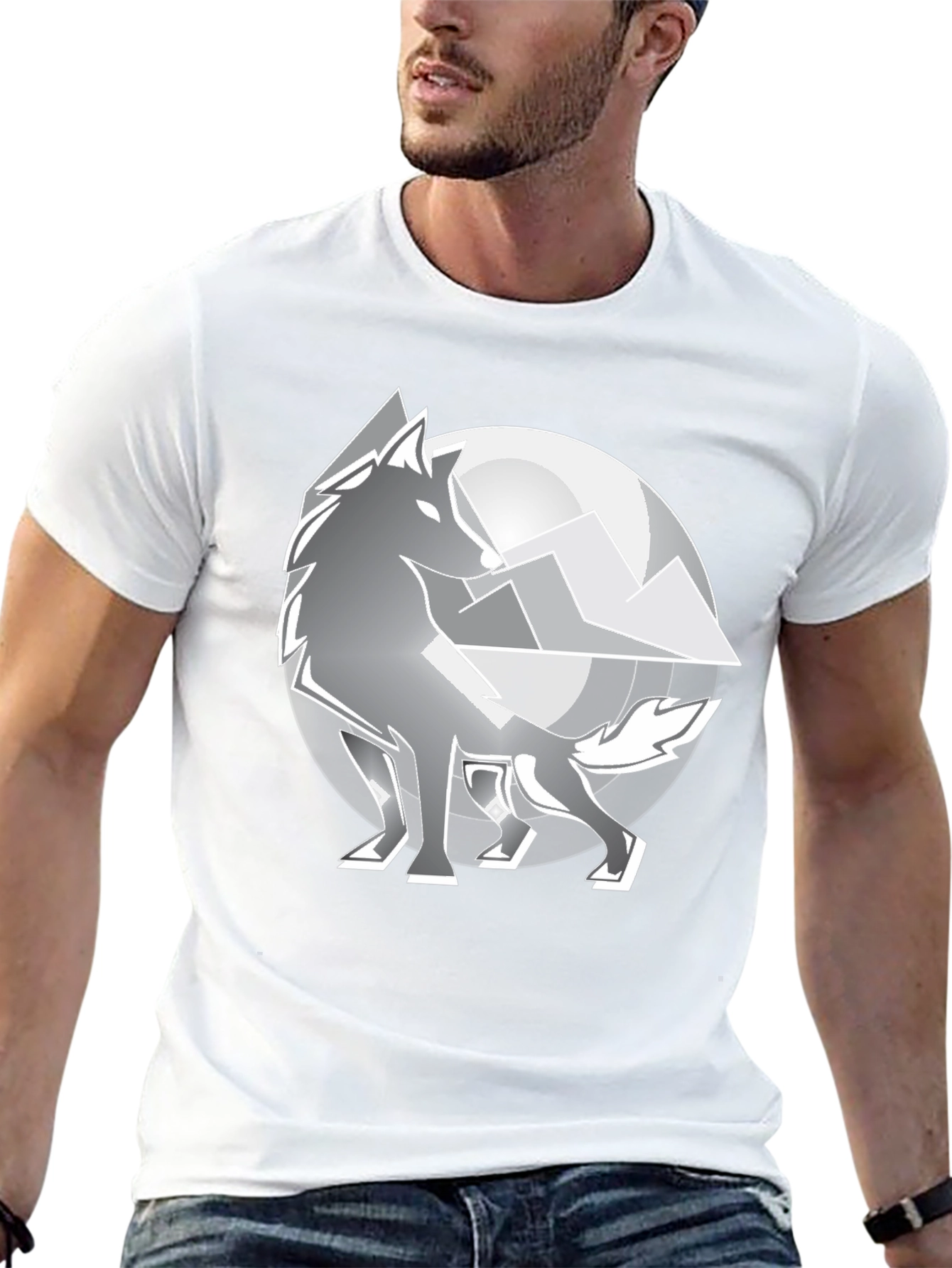 Black Wolf Moon Graphic T-Shirt - Cool Men's Black Tee view 13
