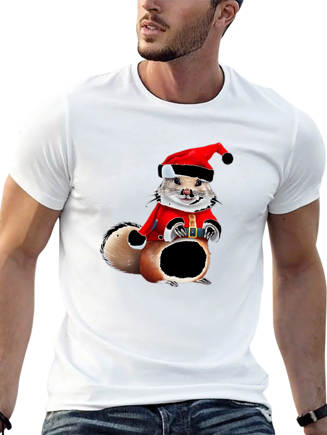 Black Festive Squirrel Graphic Tee view 13