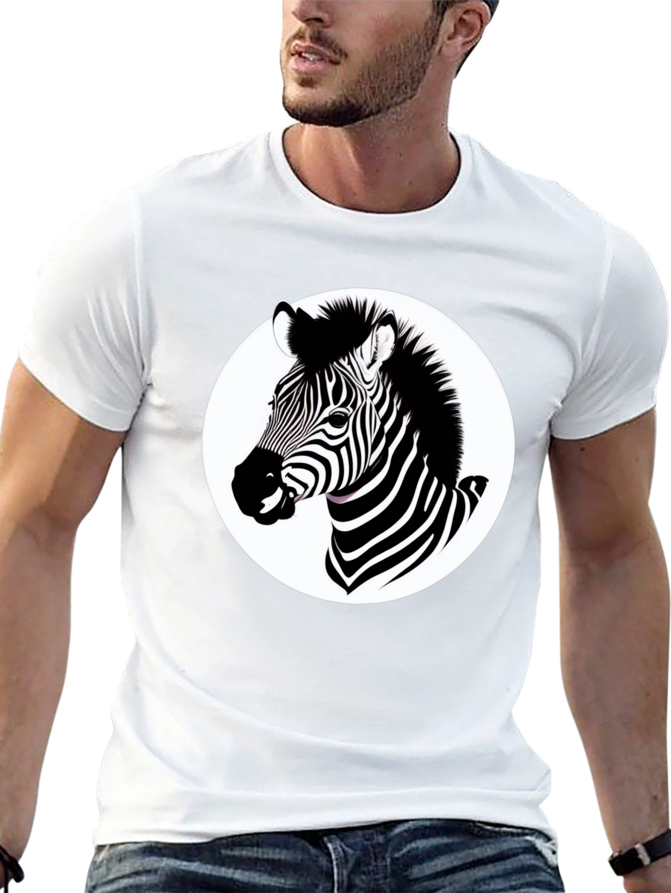 Black Zebra Graphic T-Shirt - Black Cotton Blend Tee view 13