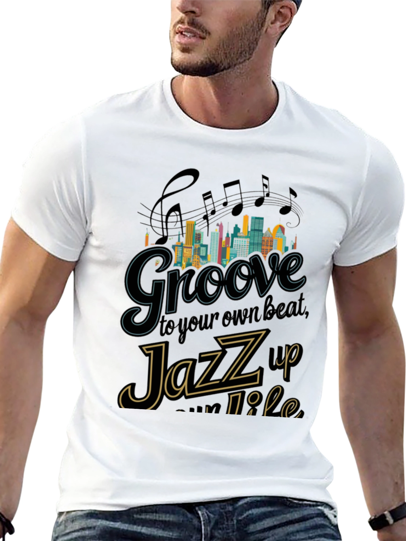 Black Groove to Your Beat, Jazz Up Your Life Graphic T-Shirt view 13