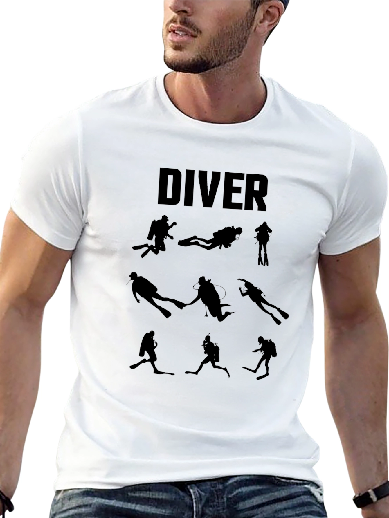 Black Diver Silhouette Graphic Tee - Scuba Diving T-Shirt view 13