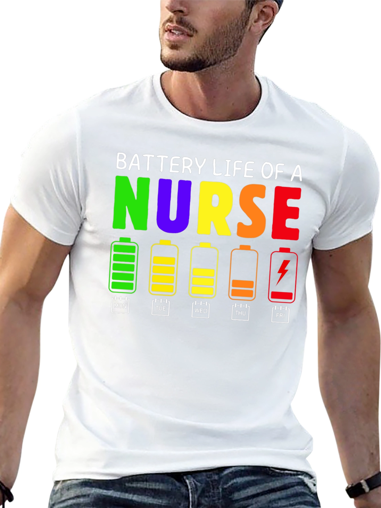 Black Battery Life of a Nurse T-Shirt view 13