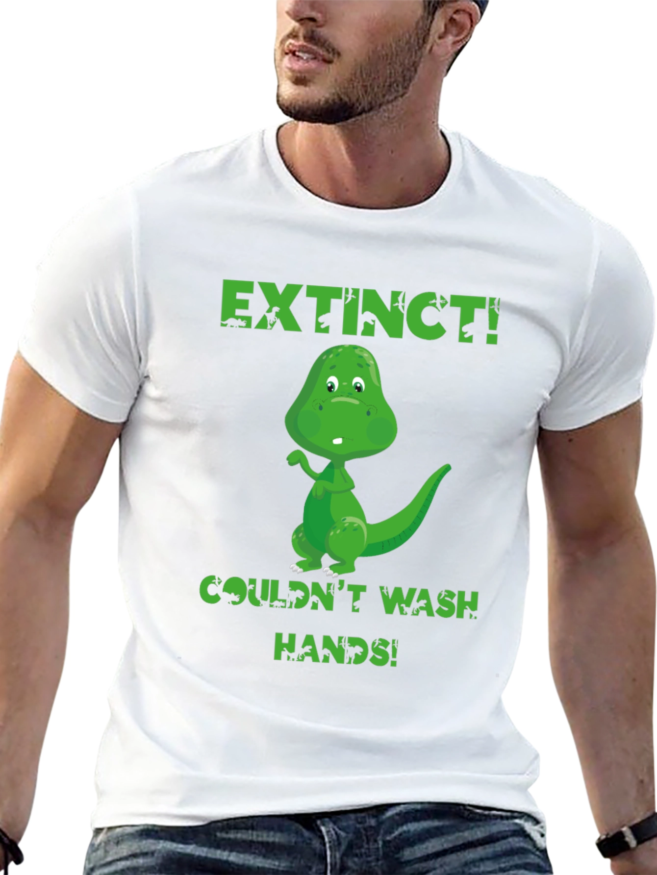 Black Extinct Dinosaur Wash Hands Graphic T-Shirt view 13
