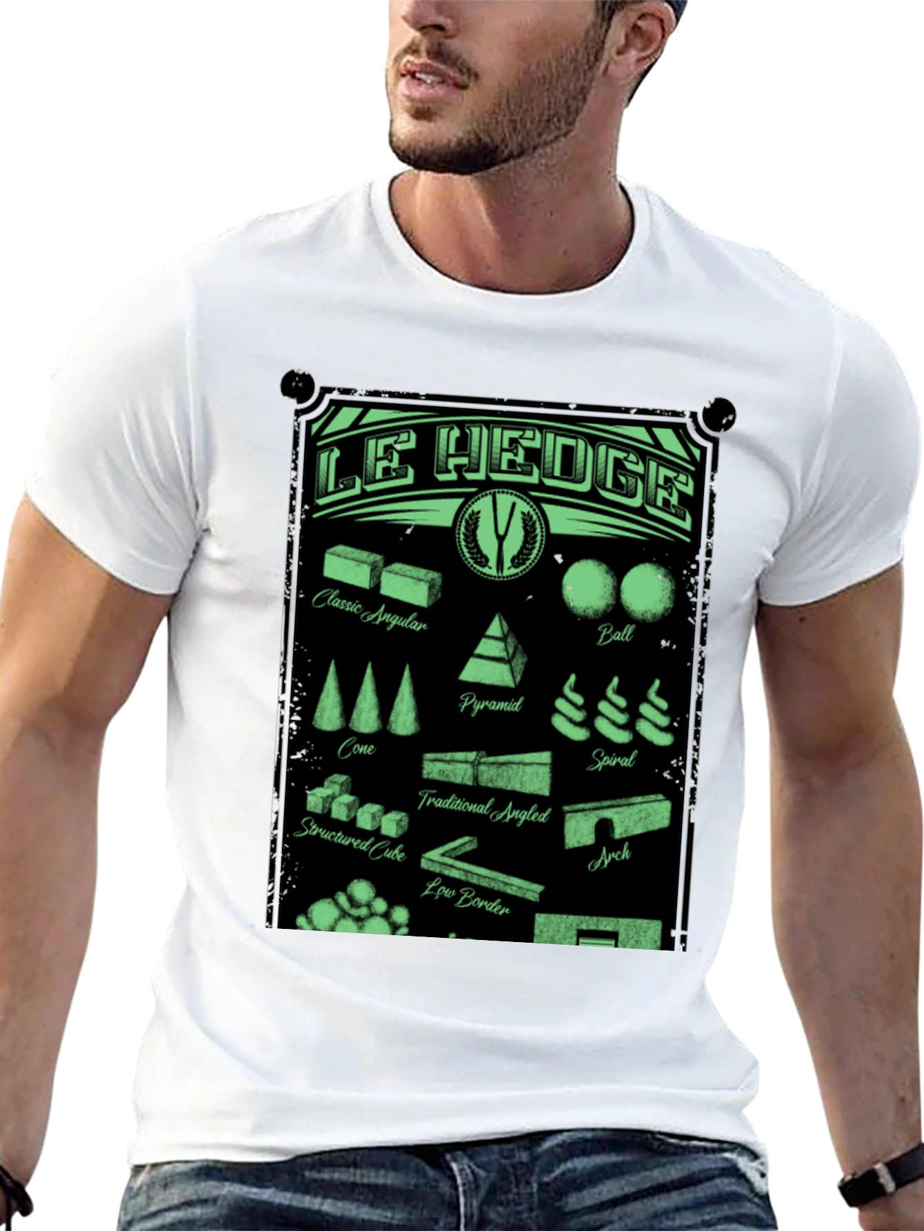 Black Le Hedge T-Shirt: Garden Shape Designs view 13