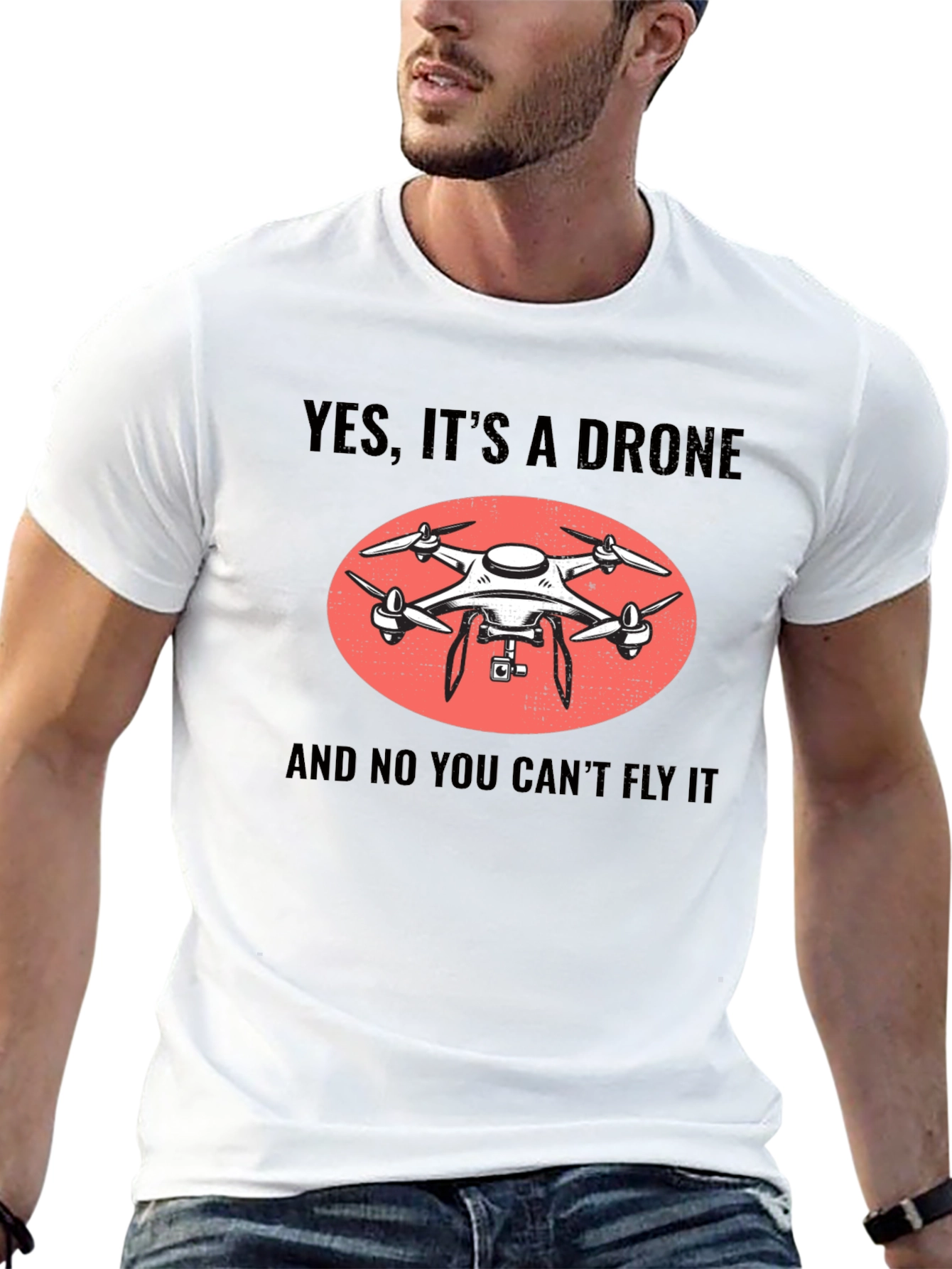Black Yes It's A Drone Funny T-Shirt view 13