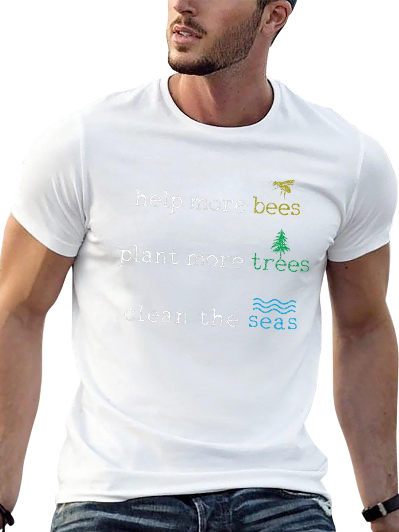 Eco-Friendly Graphic T-Shirt - Help Bees, Plant Trees - 13