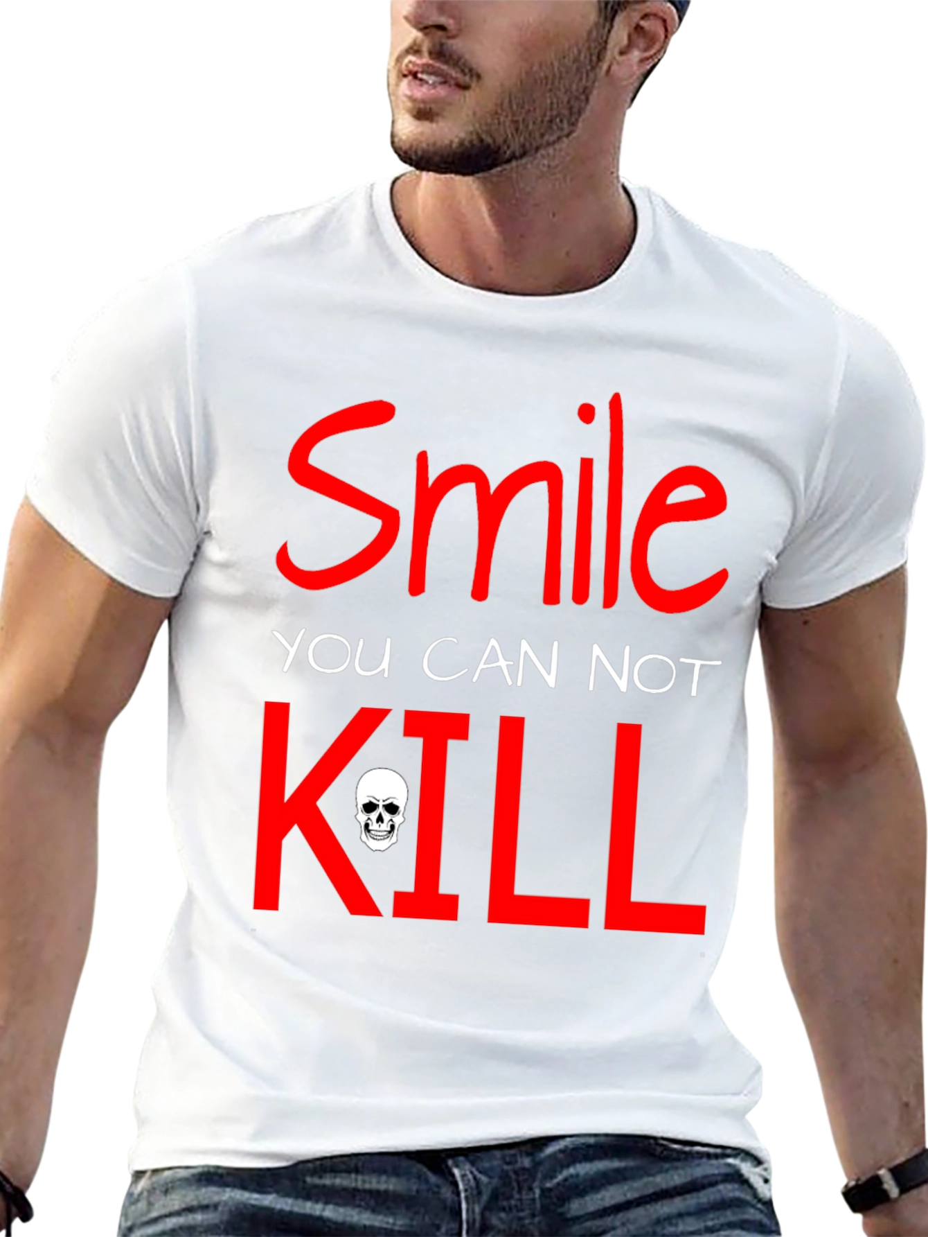 Black Smile You Cannot Kill Graphic T-Shirt view 13