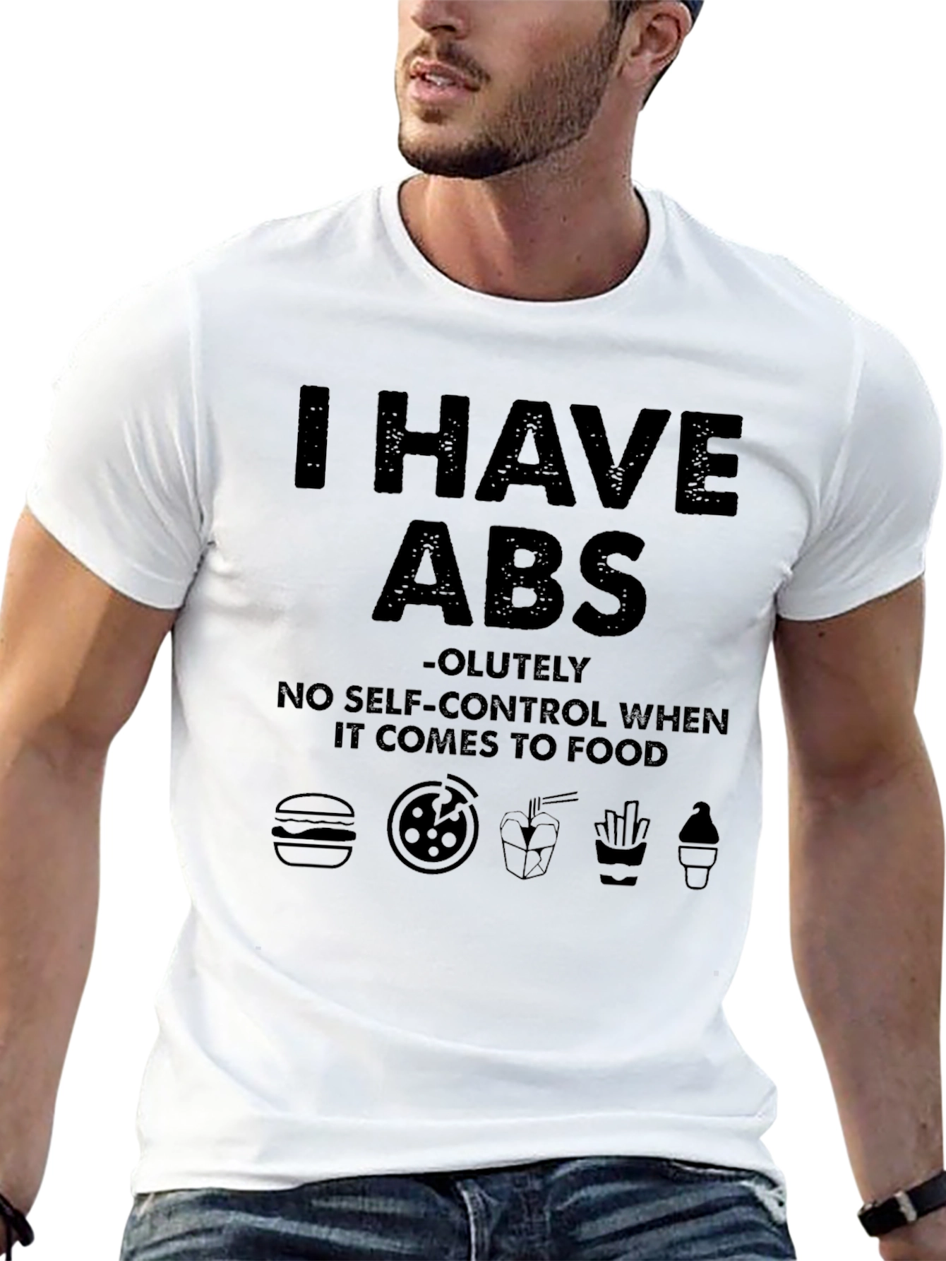 Black Funny 'I Have ABS' Foodie T-Shirt view 13