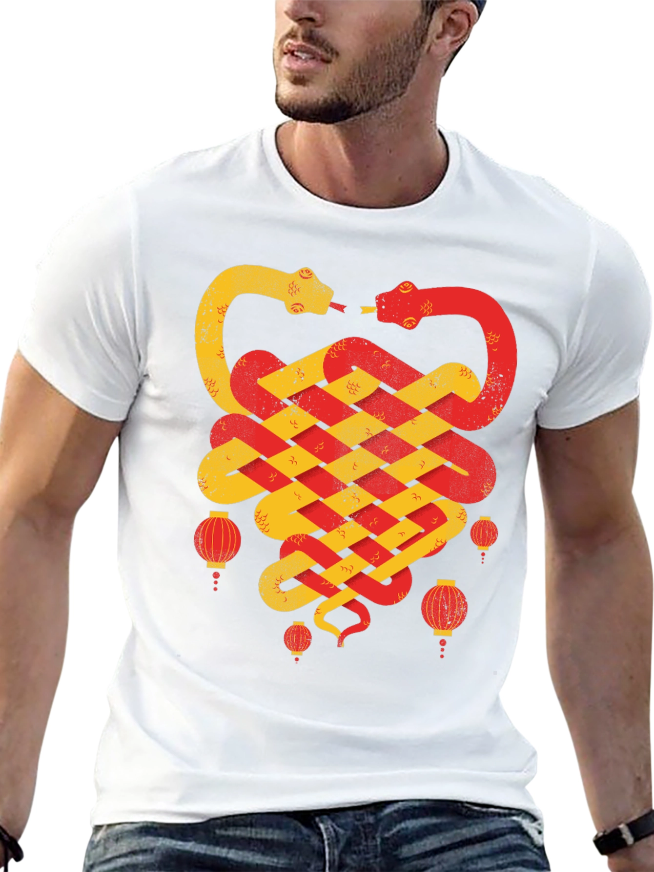 Black Chinese New Year Snake Lantern T-Shirt view 13