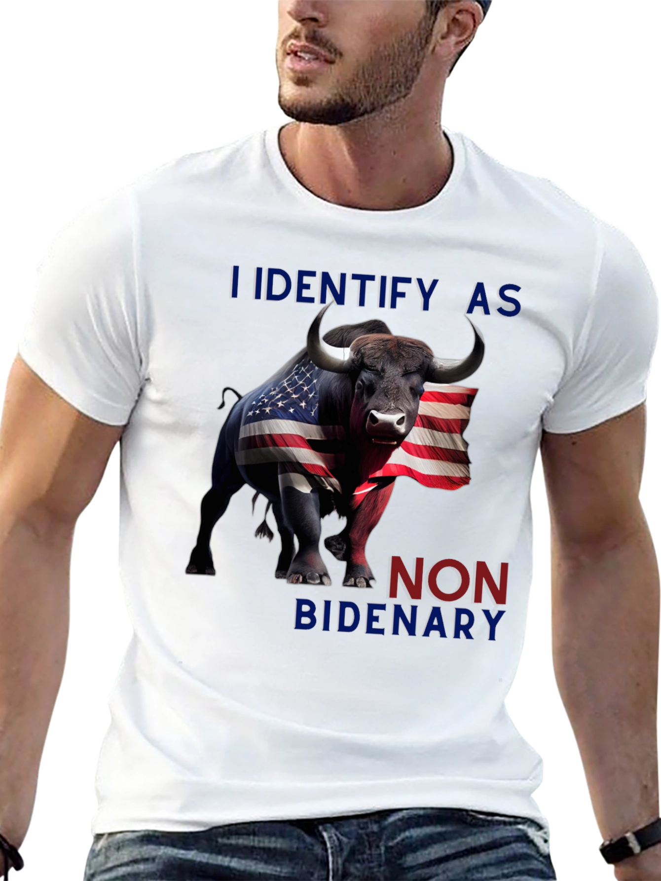 Black I Identify As Non Bidenary T-Shirt view 13