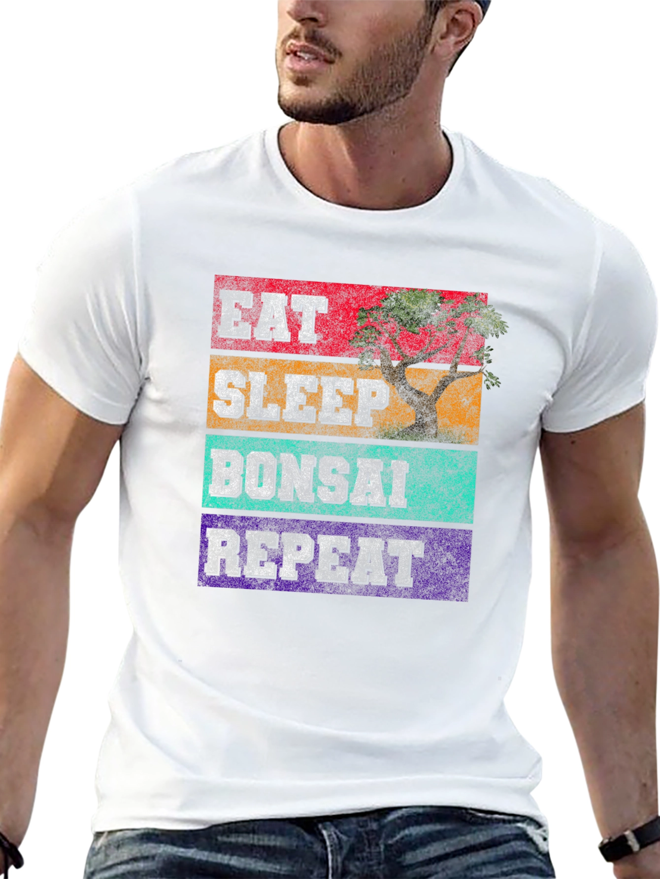 Black Eat Sleep Bonsai Repeat Graphic Tee view 13