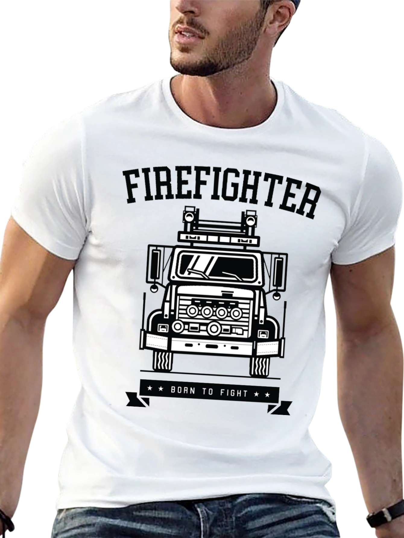 Black Firefighter Truck Graphic Tee - Born to Fight view 13