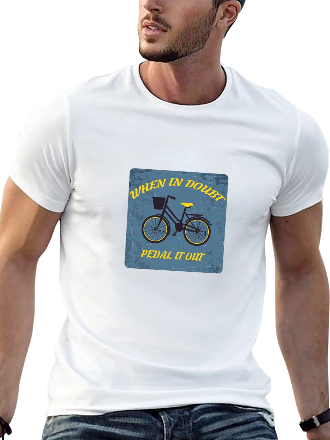 Black When In Doubt Pedal It Out Black T-Shirt view 13