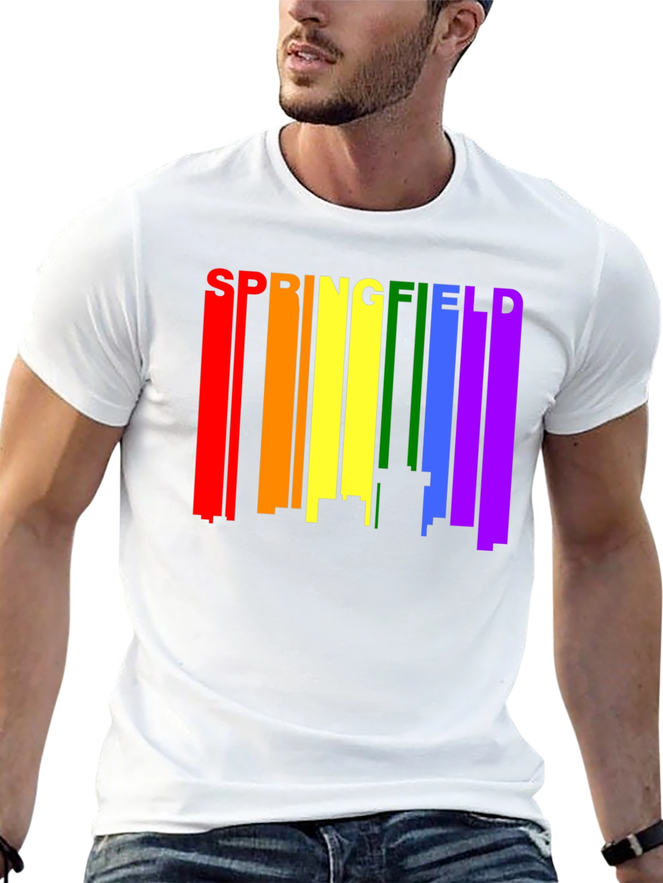 Black Springfield Rainbow Skyline Black T-Shirt view 13