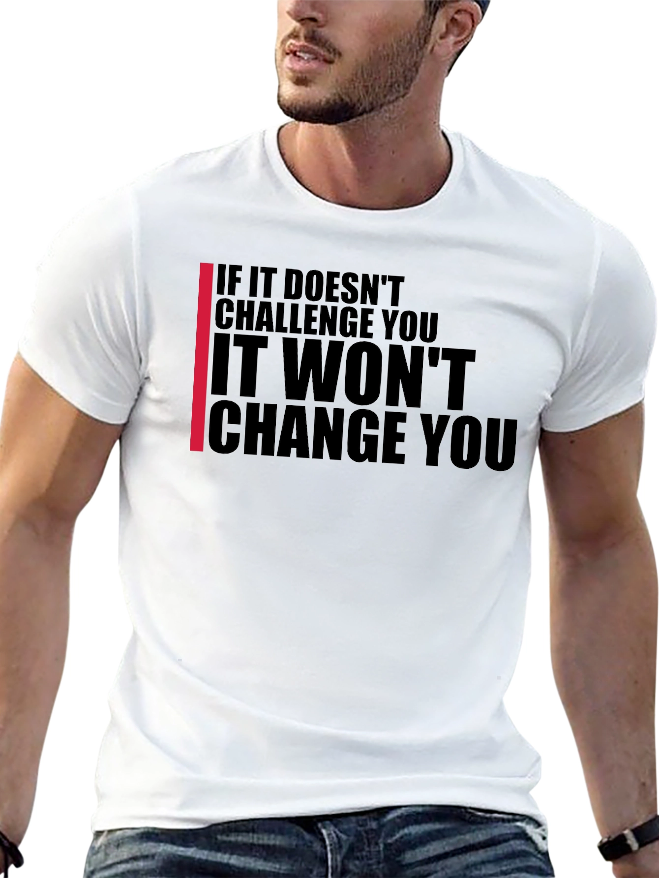 Motivational Black T-Shirt - Challenge, Change - 13