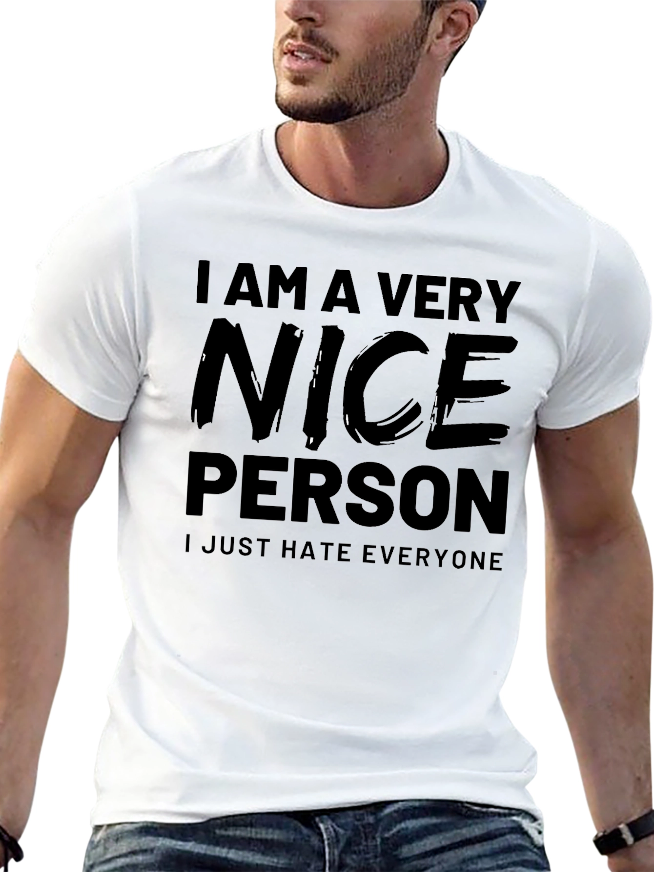 Black Funny I Am A Very Nice Person Black T-Shirt view 13