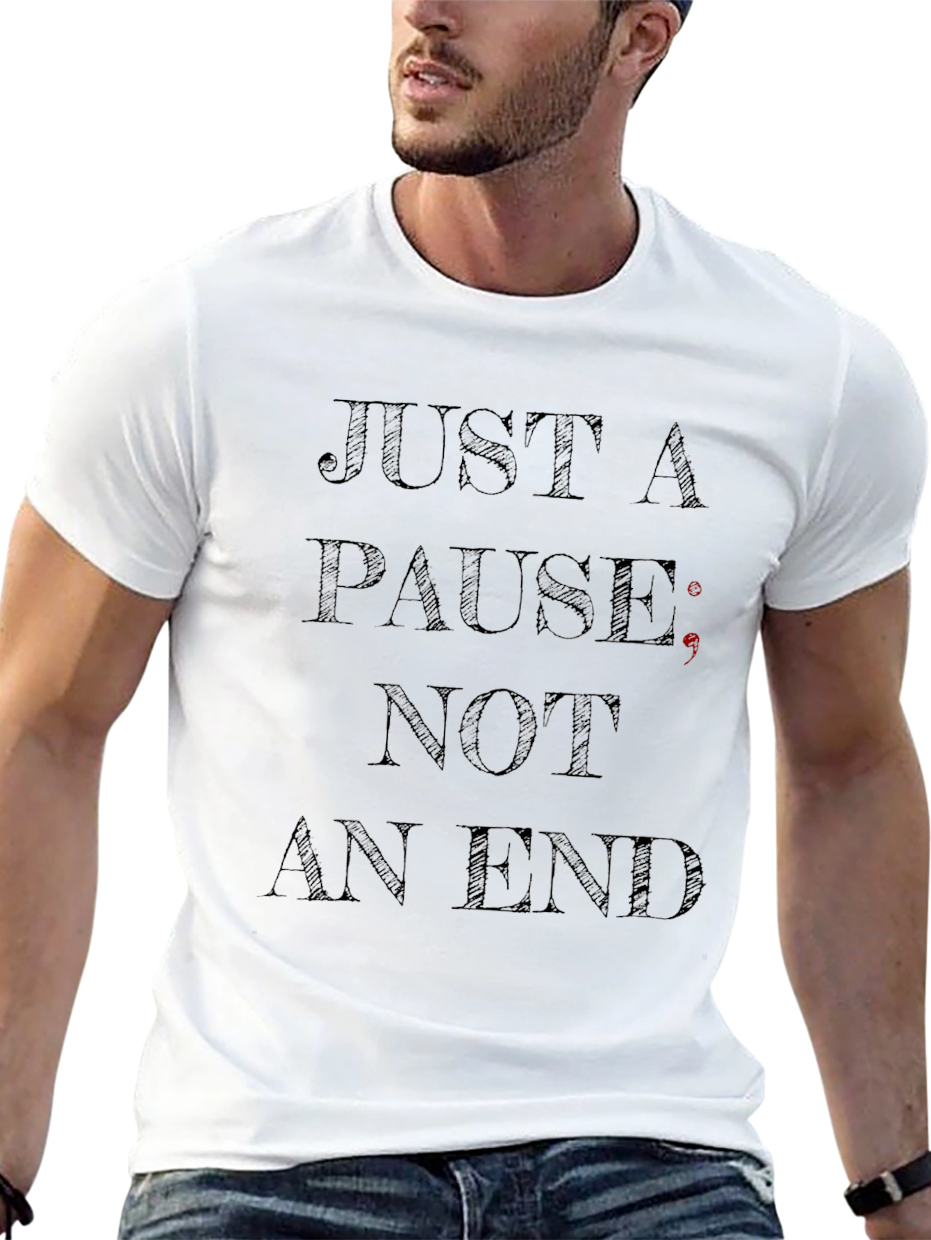 Black Just a Pause Semicolon Graphic T-Shirt view 13