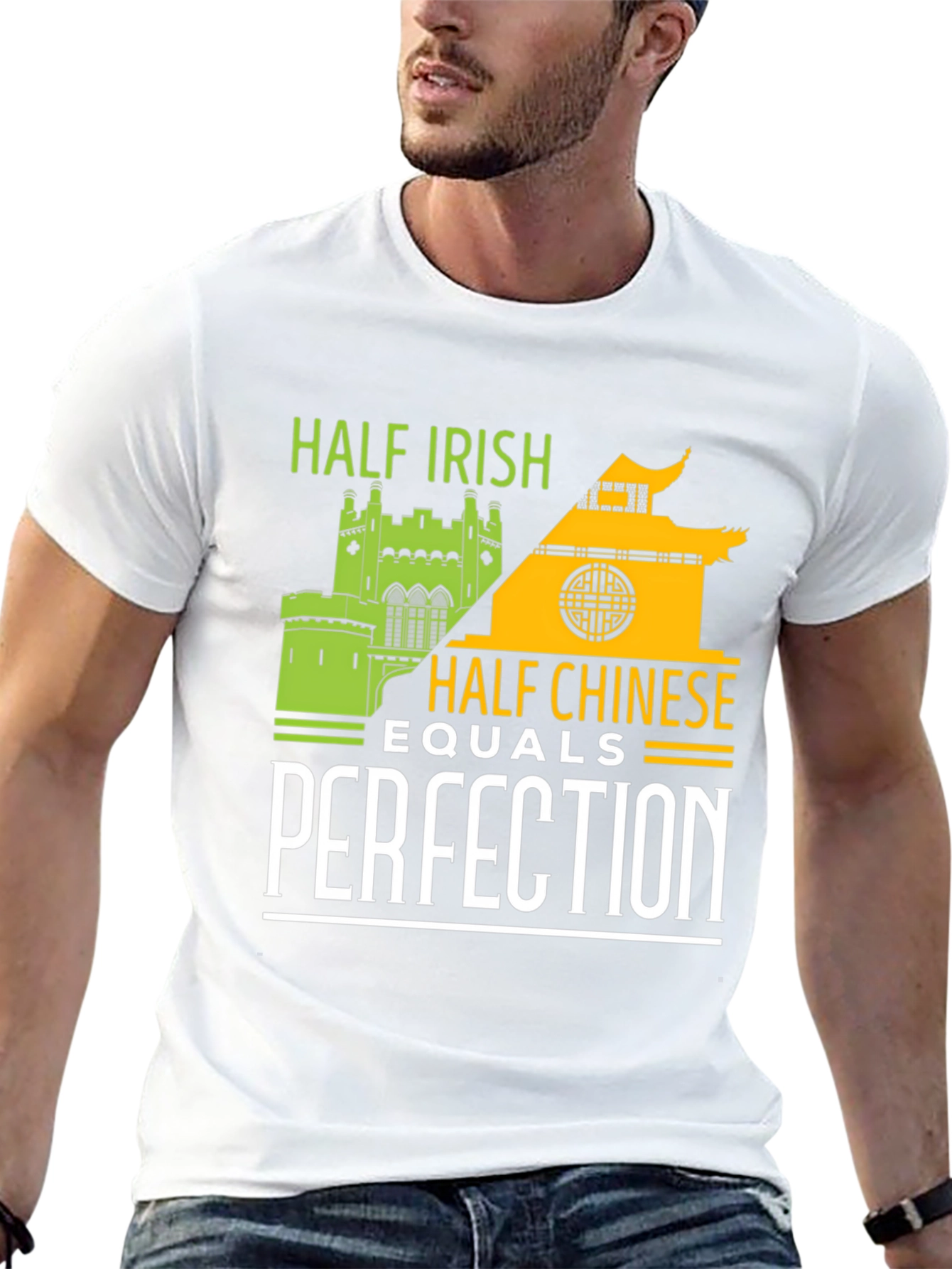 Black Half Irish Half Chinese Perfection Graphic Tee view 13