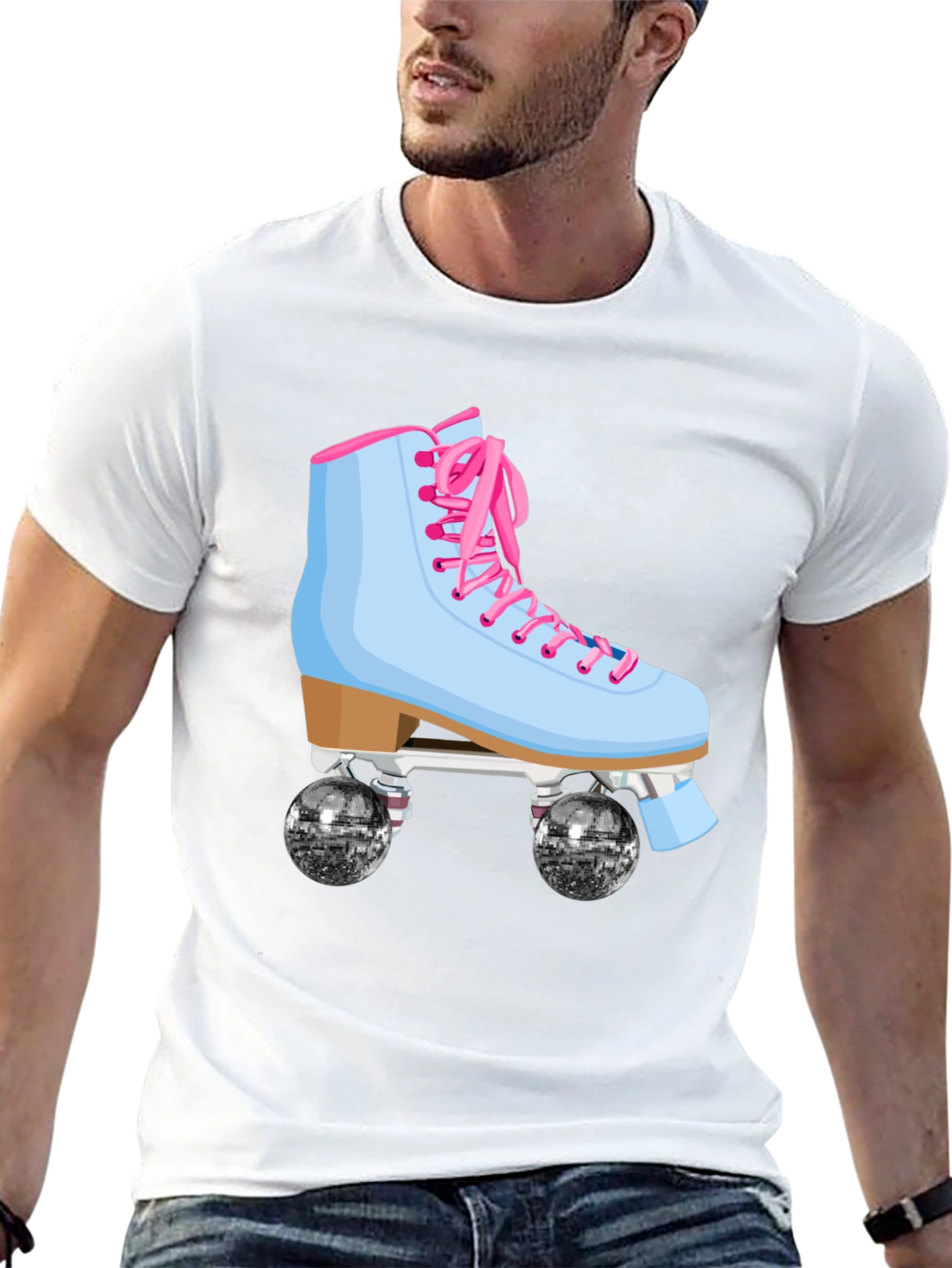 Black Retro Roller Skate Graphic T-Shirt view 13
