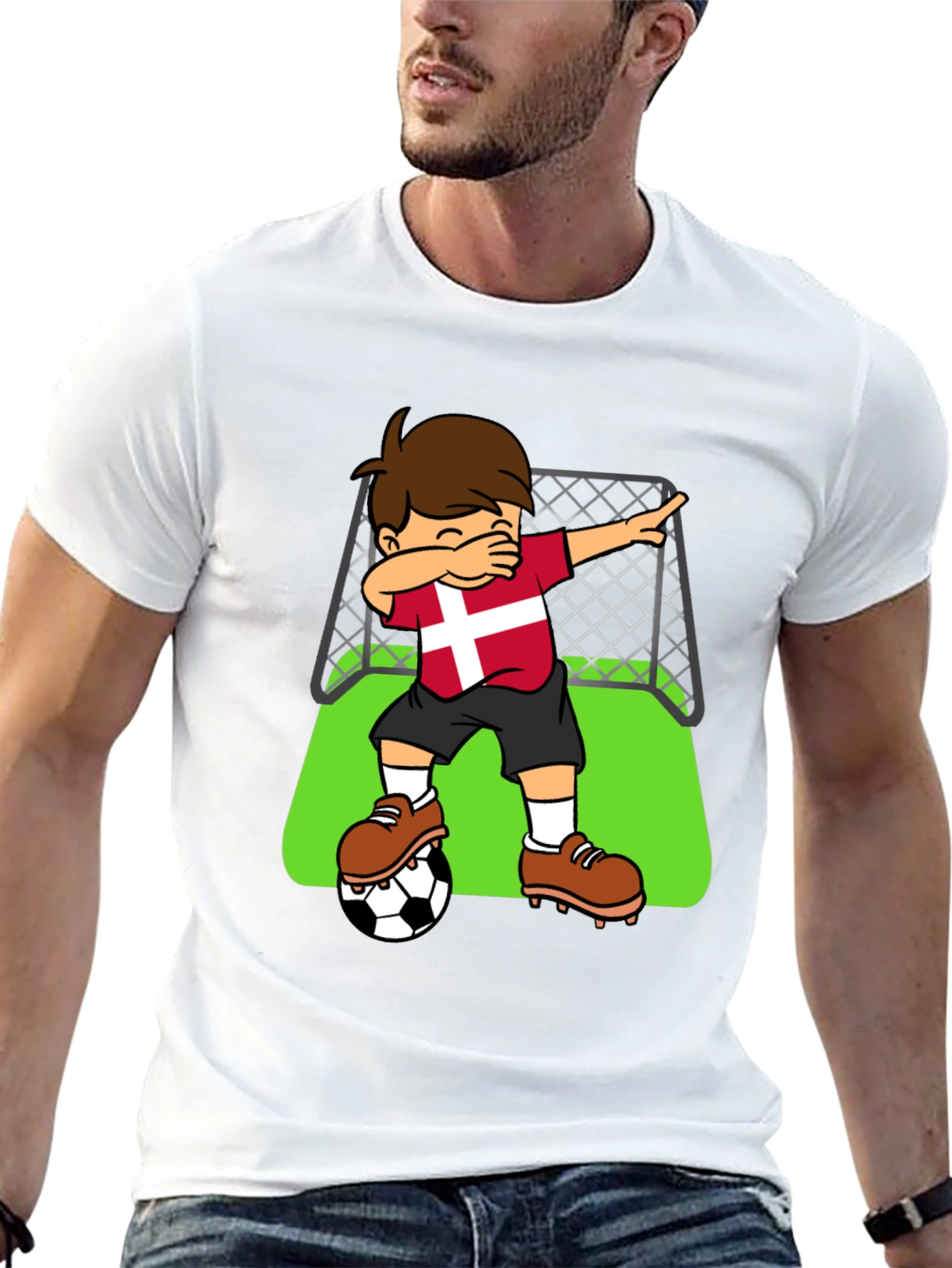 Black Denmark Soccer Dab T-Shirt view 13