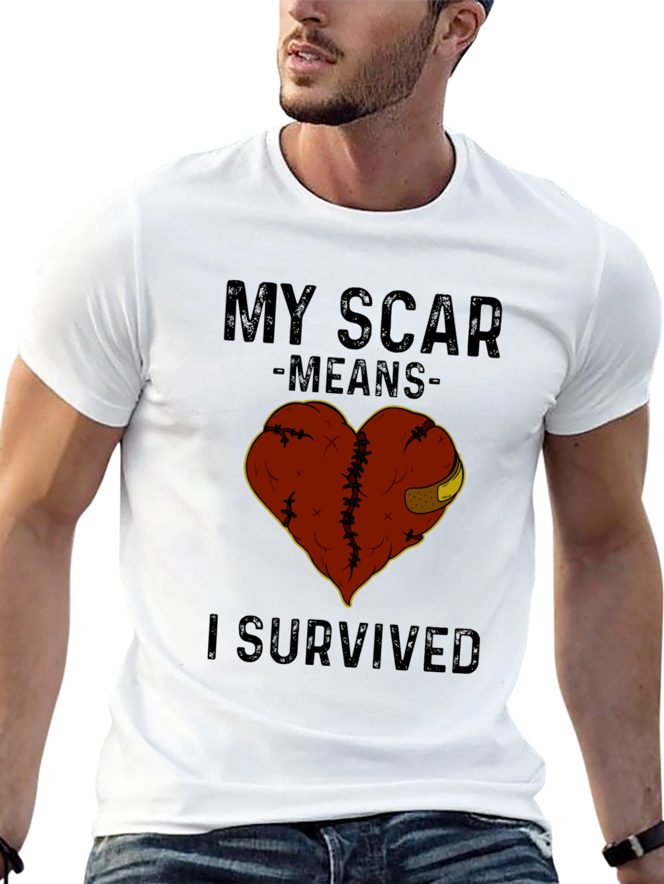 Black My Scar Means I Survived Graphic Tee view 13