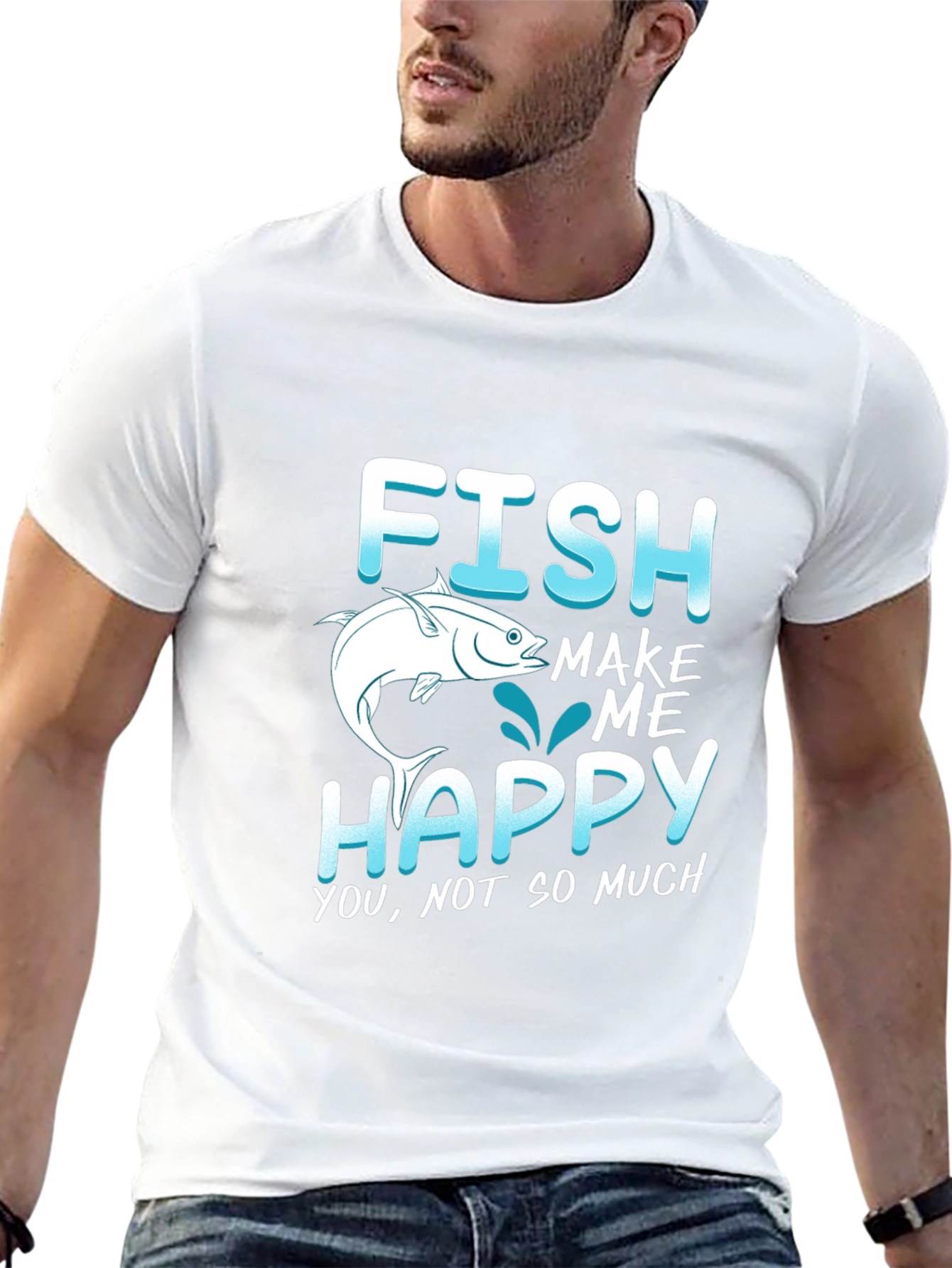 Black Fish Make Me Happy T-Shirt view 13