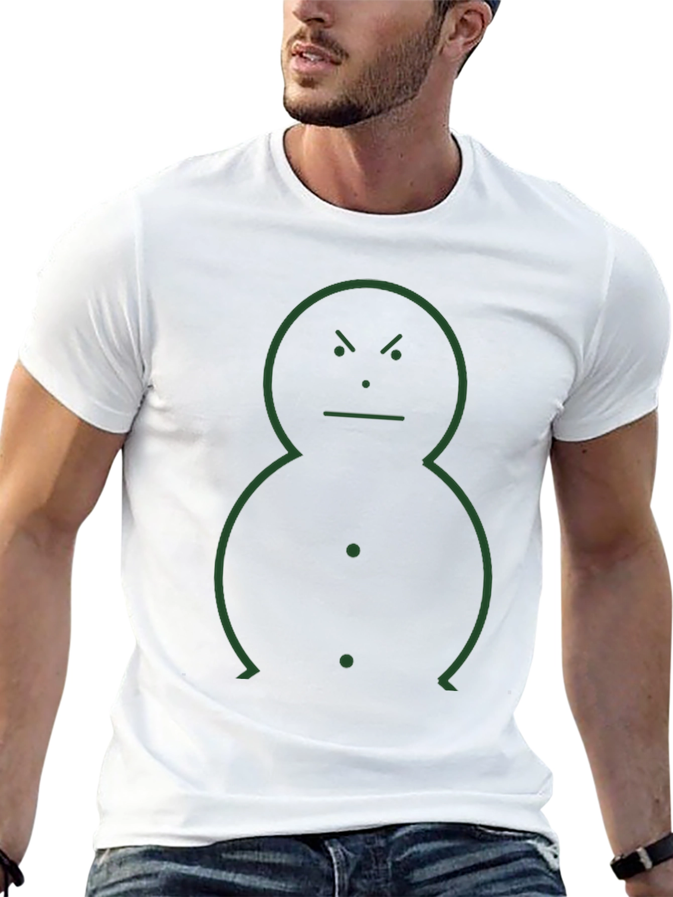 Black Minimalist Angry Snowman Graphic Tee view 13