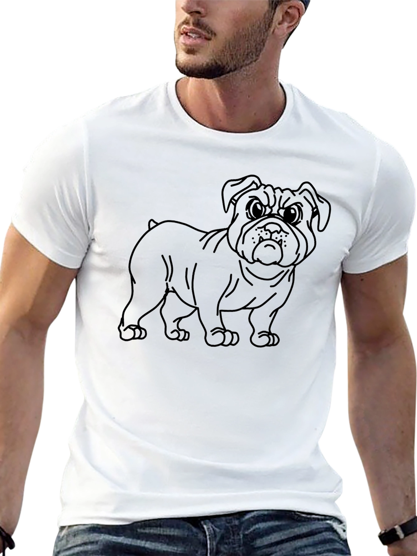Black Bulldog Graphic Tee - Men's Black Crew Neck Shirt view 13
