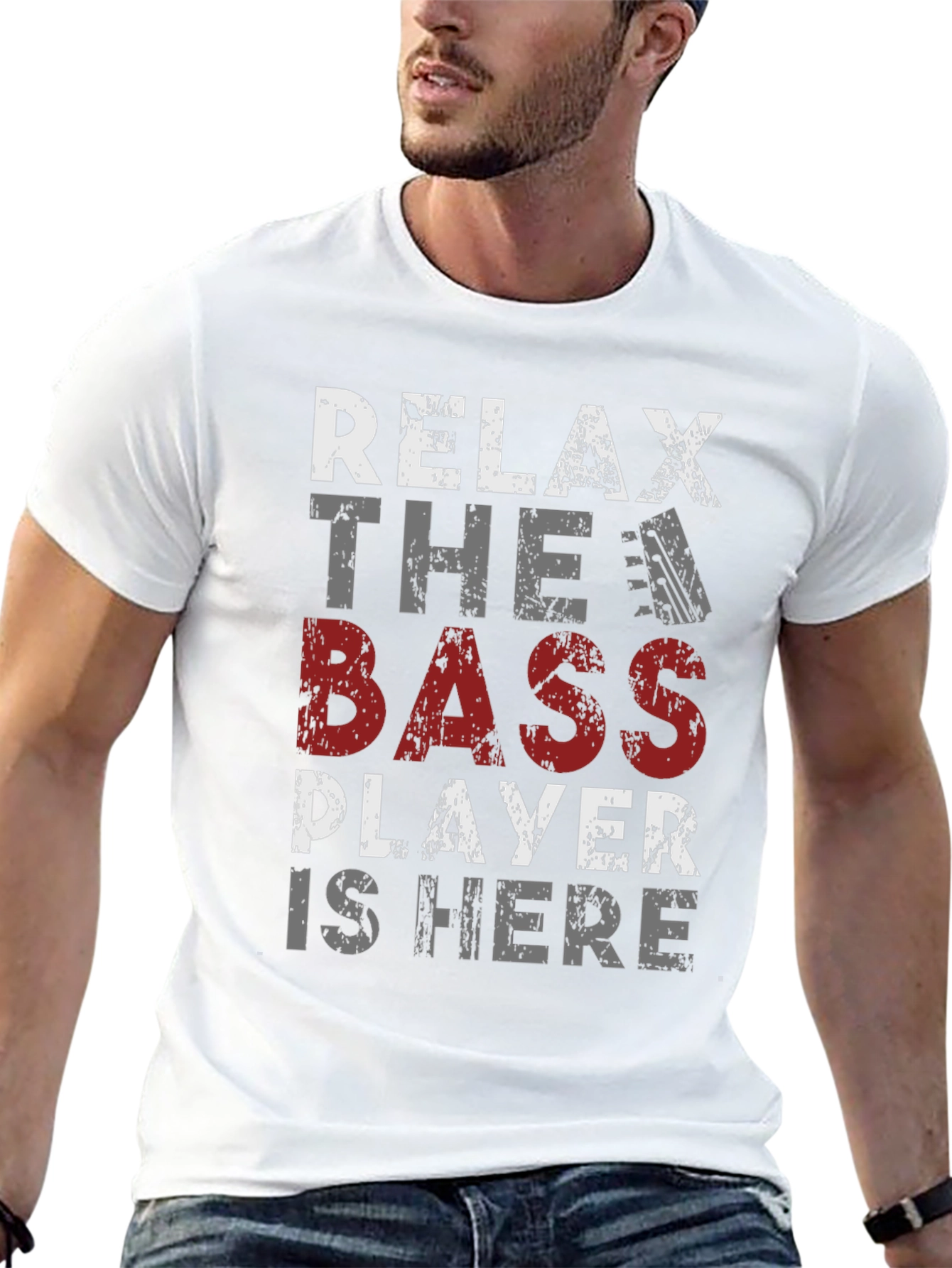 Black Relax Bass Player T-Shirt - Musician Tee view 13