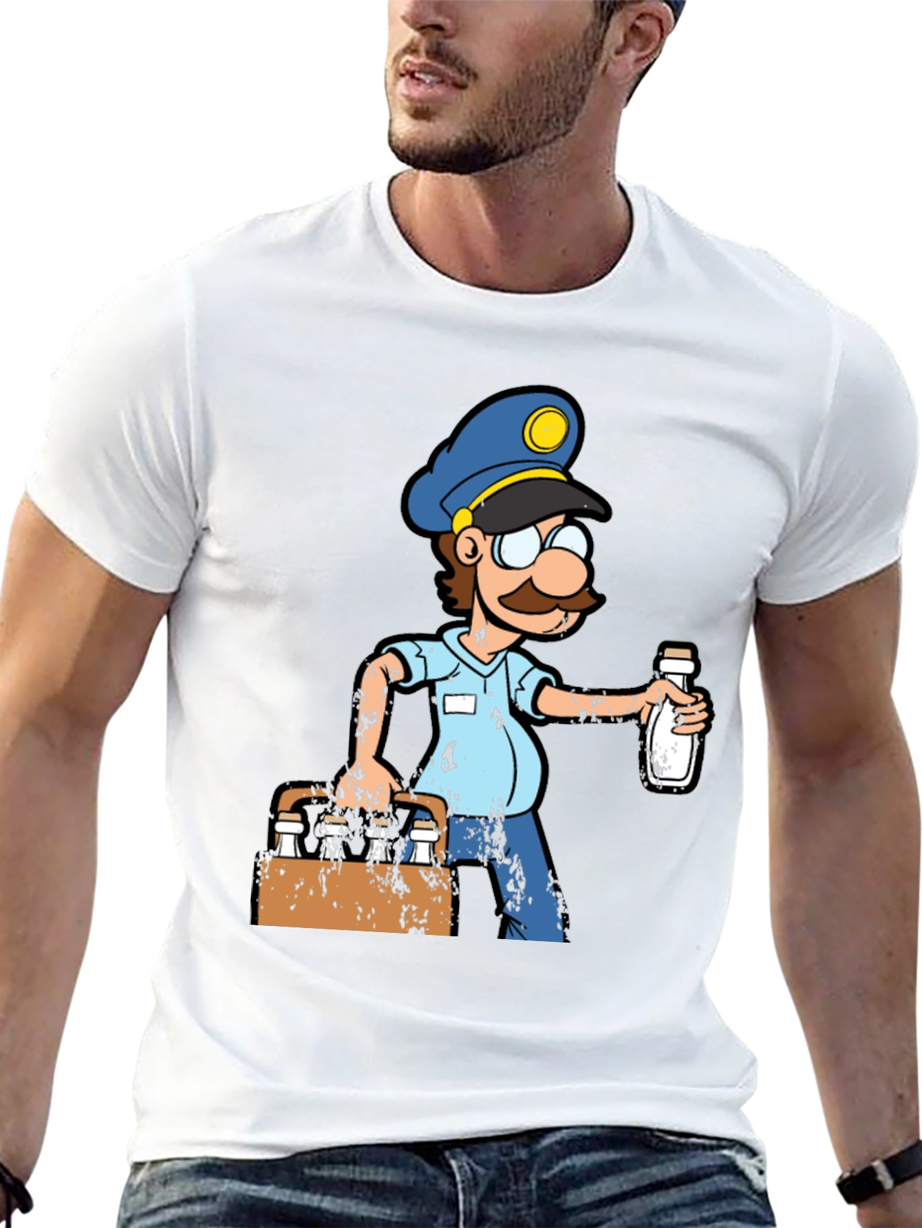 Black Cartoon Milkman T-Shirt view 13