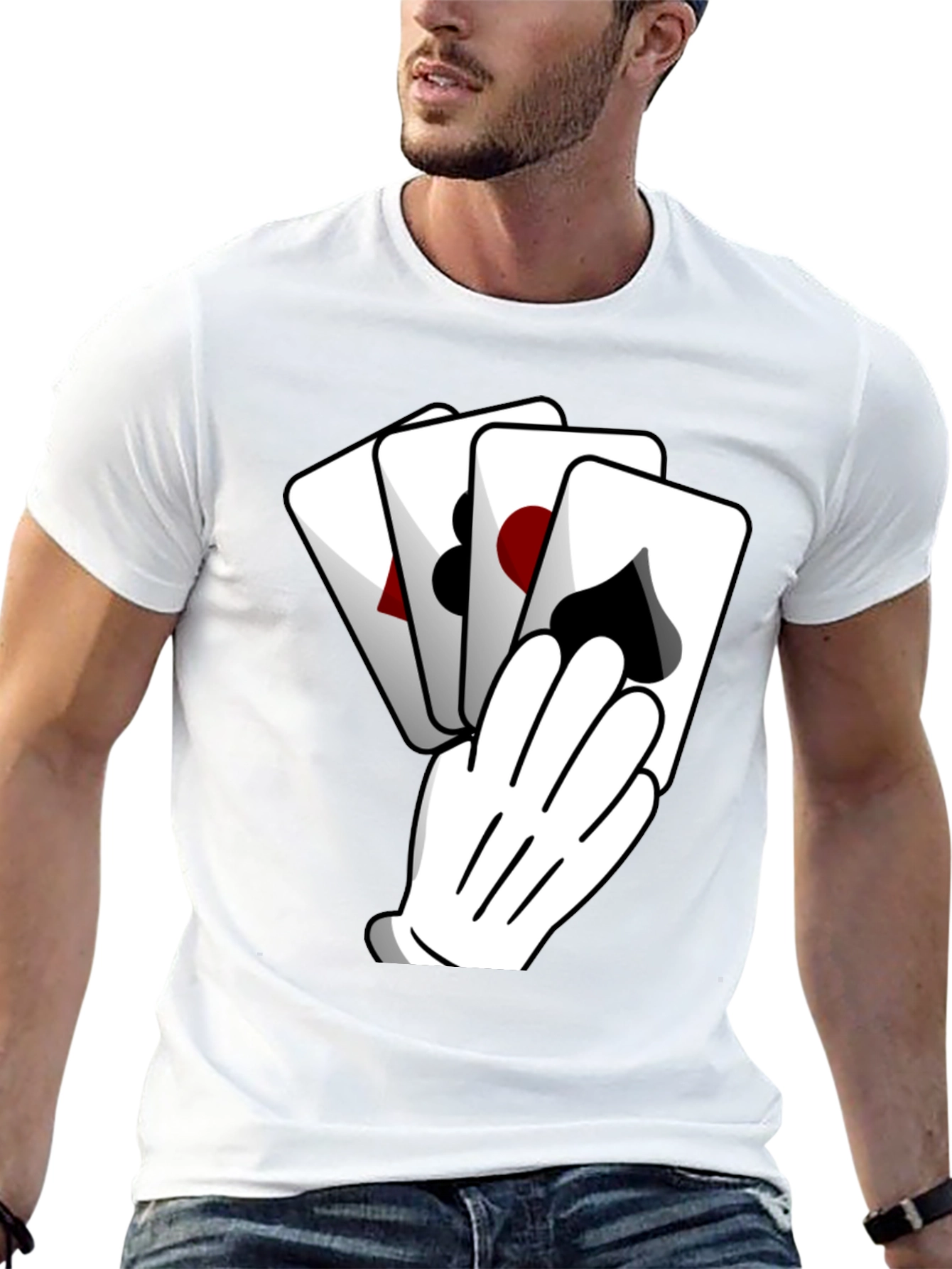 Black Playing Card Hand Black Graphic Tee view 13