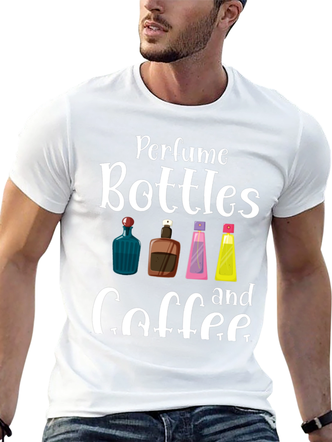 Black Perfume Bottles & Coffee T-Shirt view 13