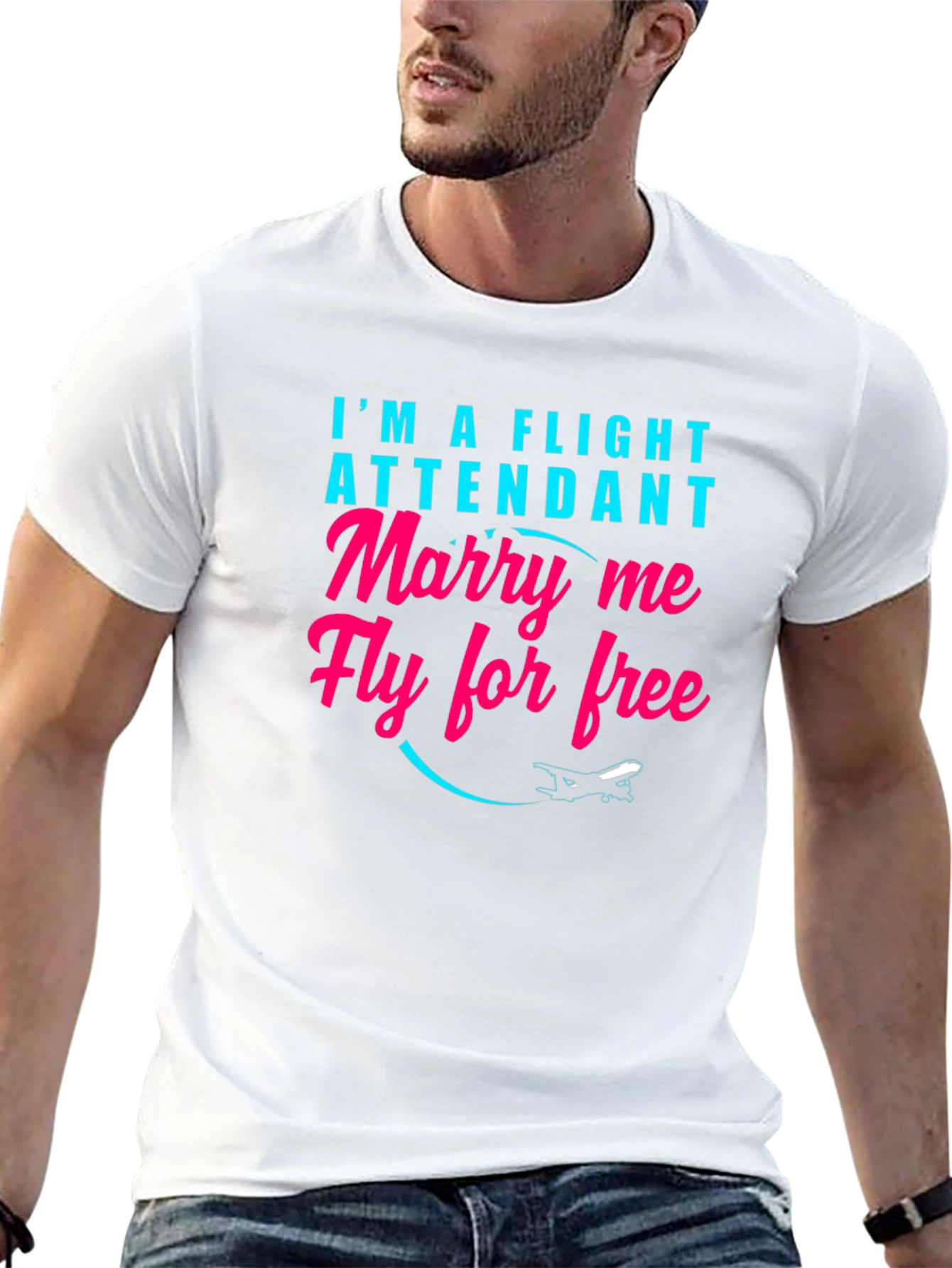 Black Funny Flight Attendant T-Shirt - Marry Me Fly Free view 13