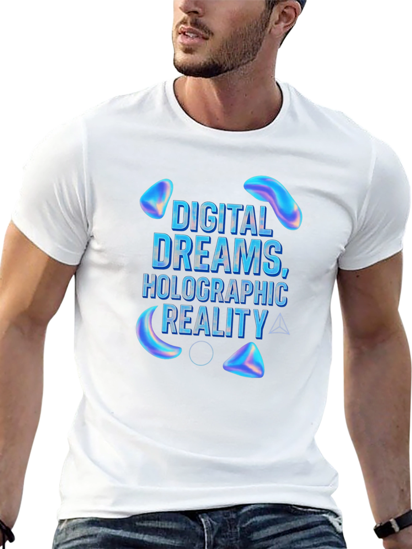 Black Digital Dreams Holographic Reality T-Shirt view 13