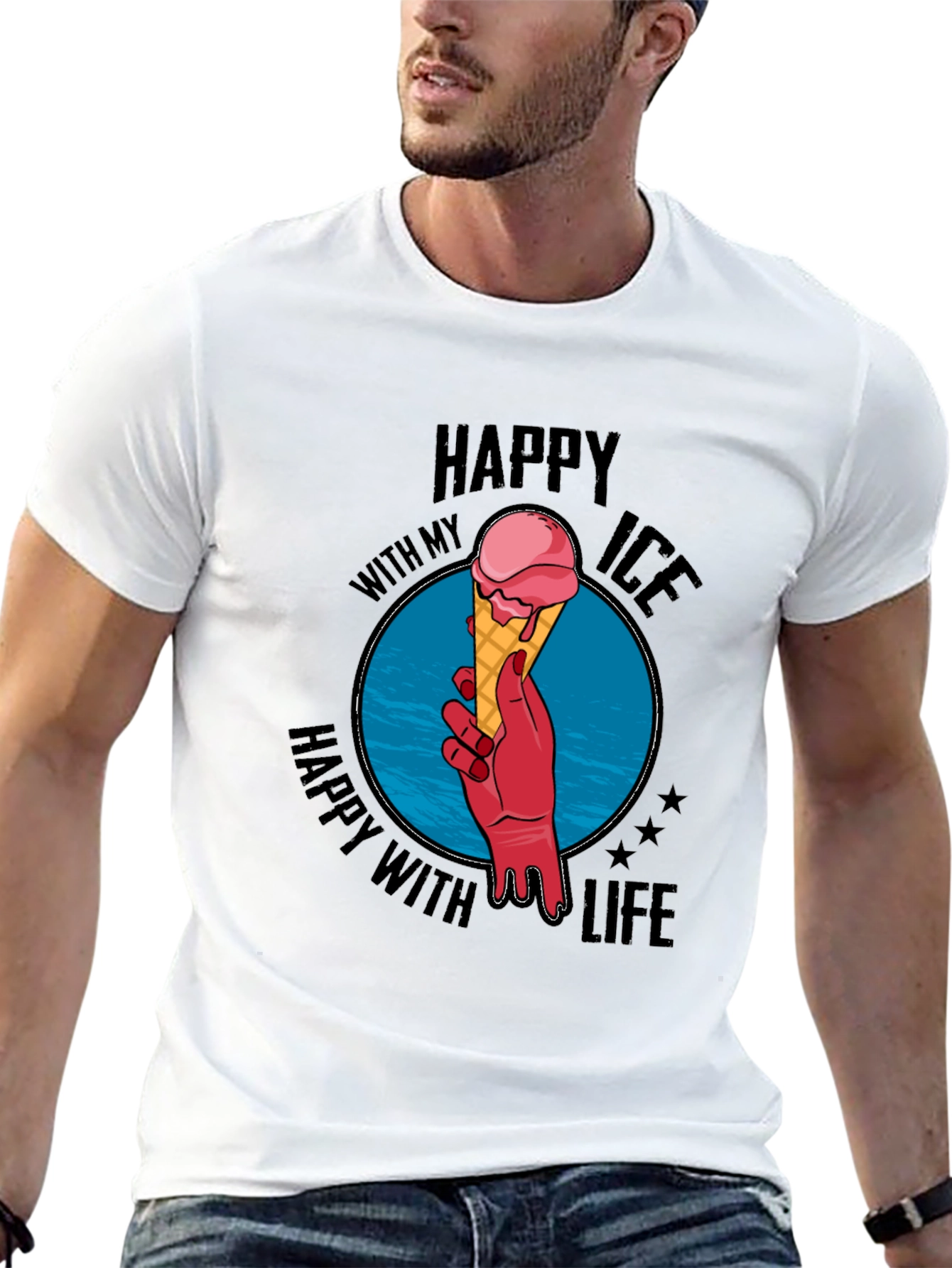 Black Happy With My Ice T-Shirt view 13