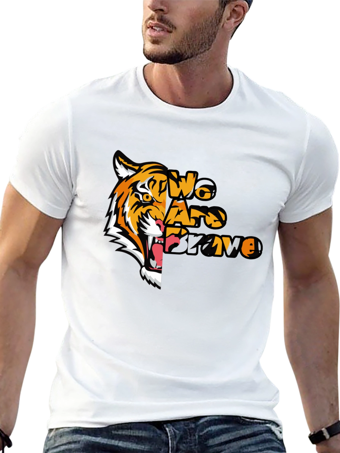 Black We Are Brave Tiger Graphic T-Shirt - Black view 13