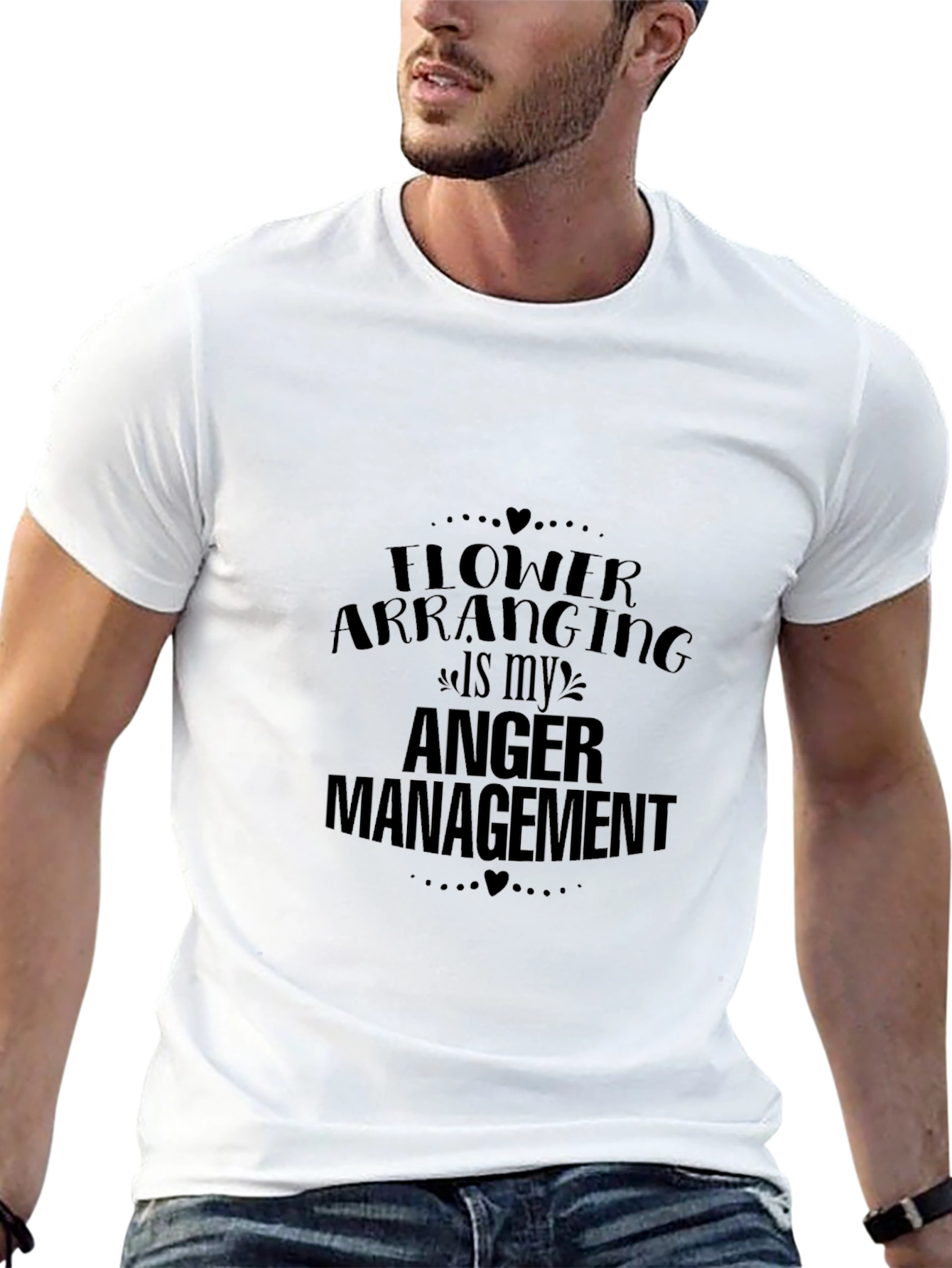 Black Funny Flower Arranging Anger Management Graphic Tee view 13