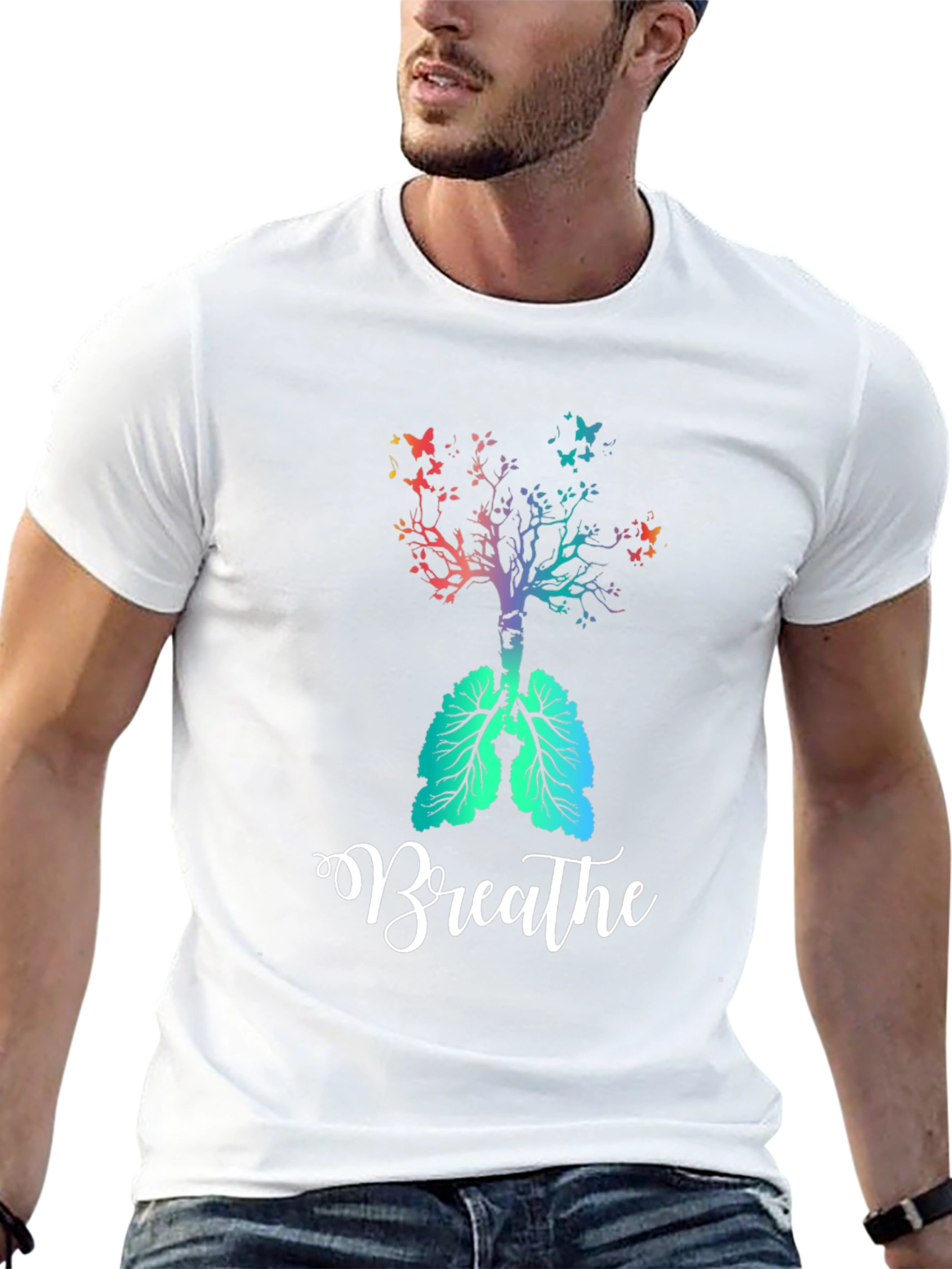 Black Breathe Tree Lungs T-Shirt view 13