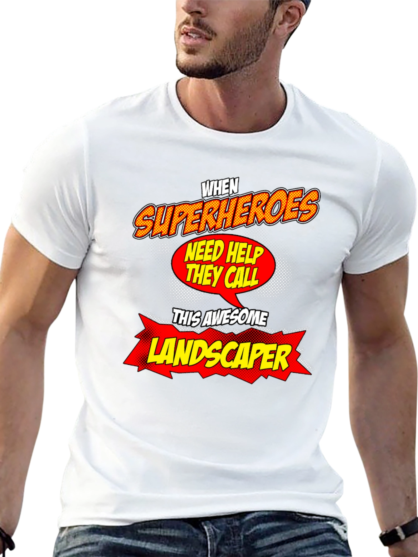 Black Awesome Landscaper Superheroes T-Shirt view 13