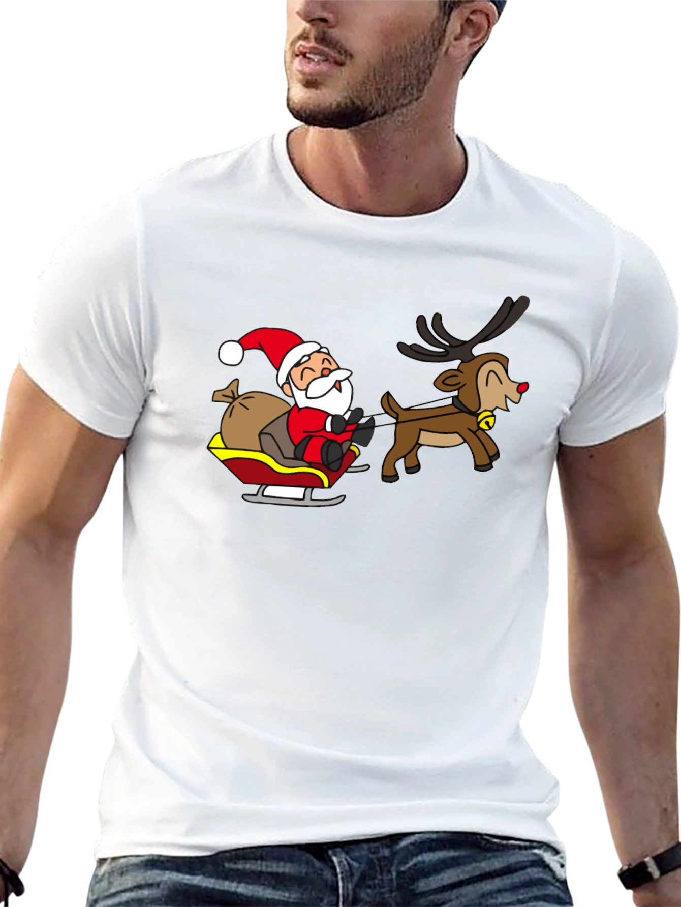 Black Santa & Reindeer Black Graphic Tee view 13