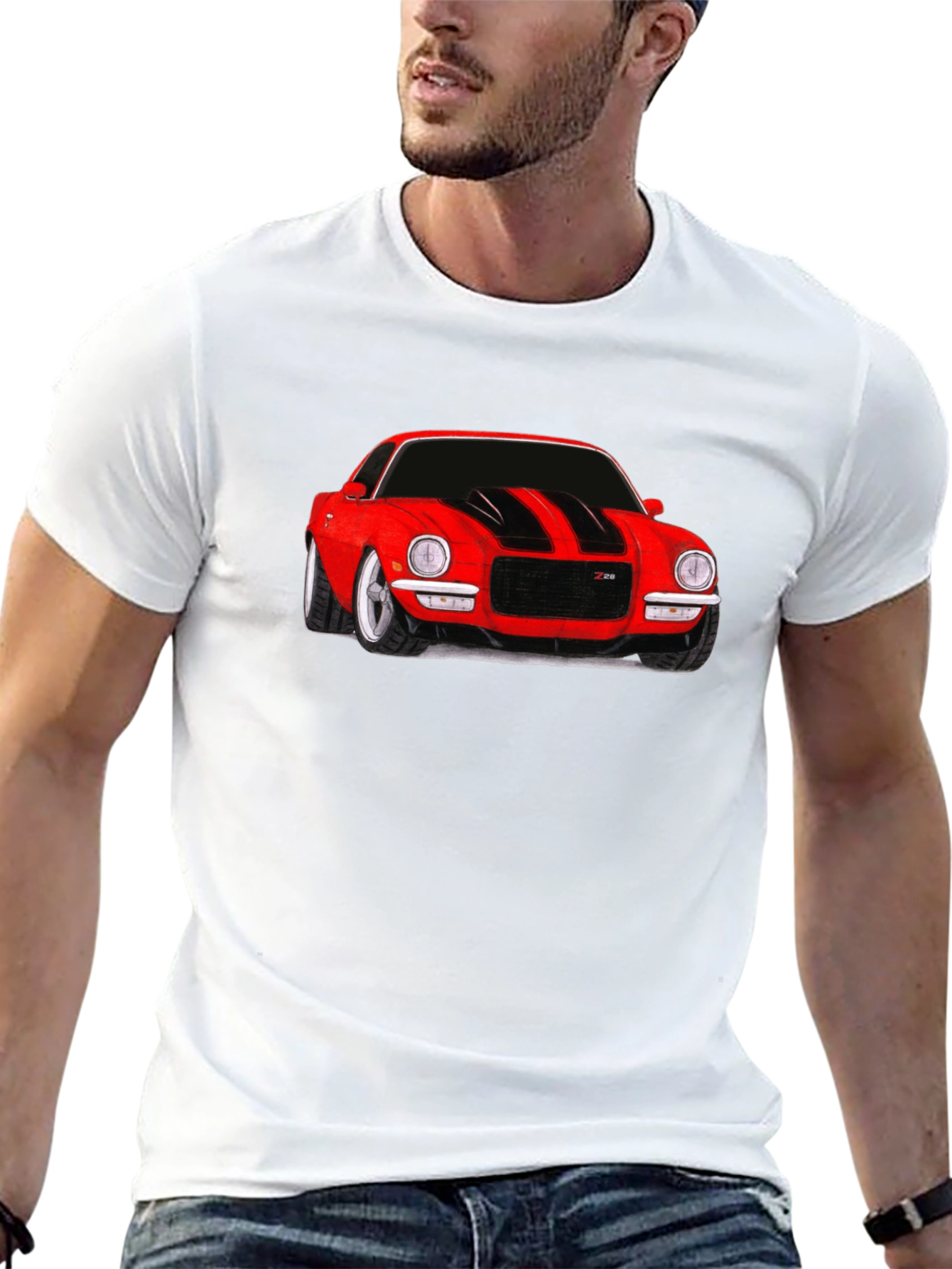 Black Classic Red Car Graphic Tee - Black view 13