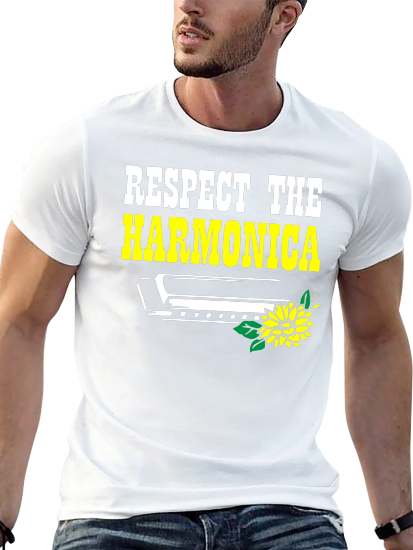 Black Respect the Harmonica Graphic Tee view 13