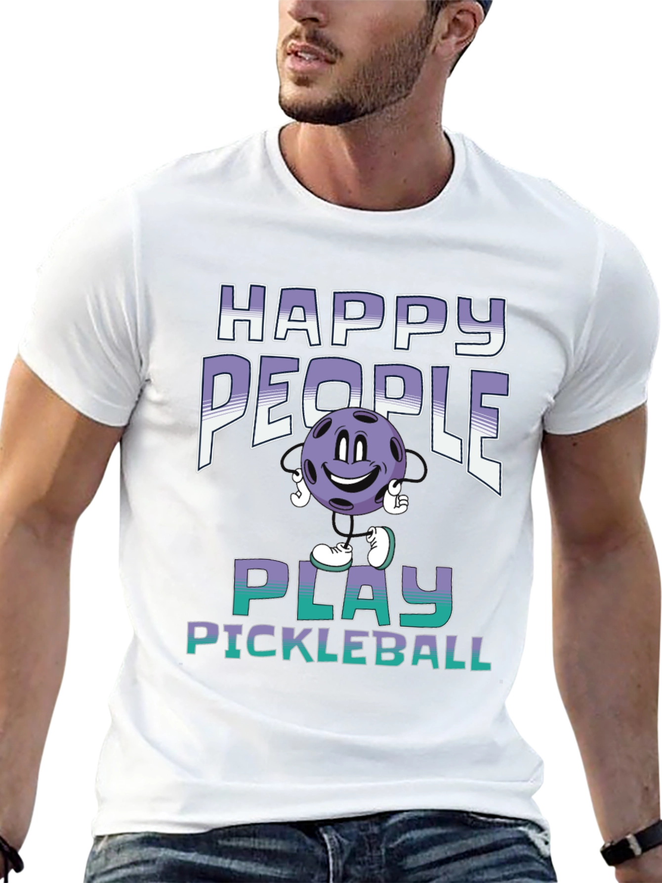 Black Happy People Play Pickleball T-Shirt view 13