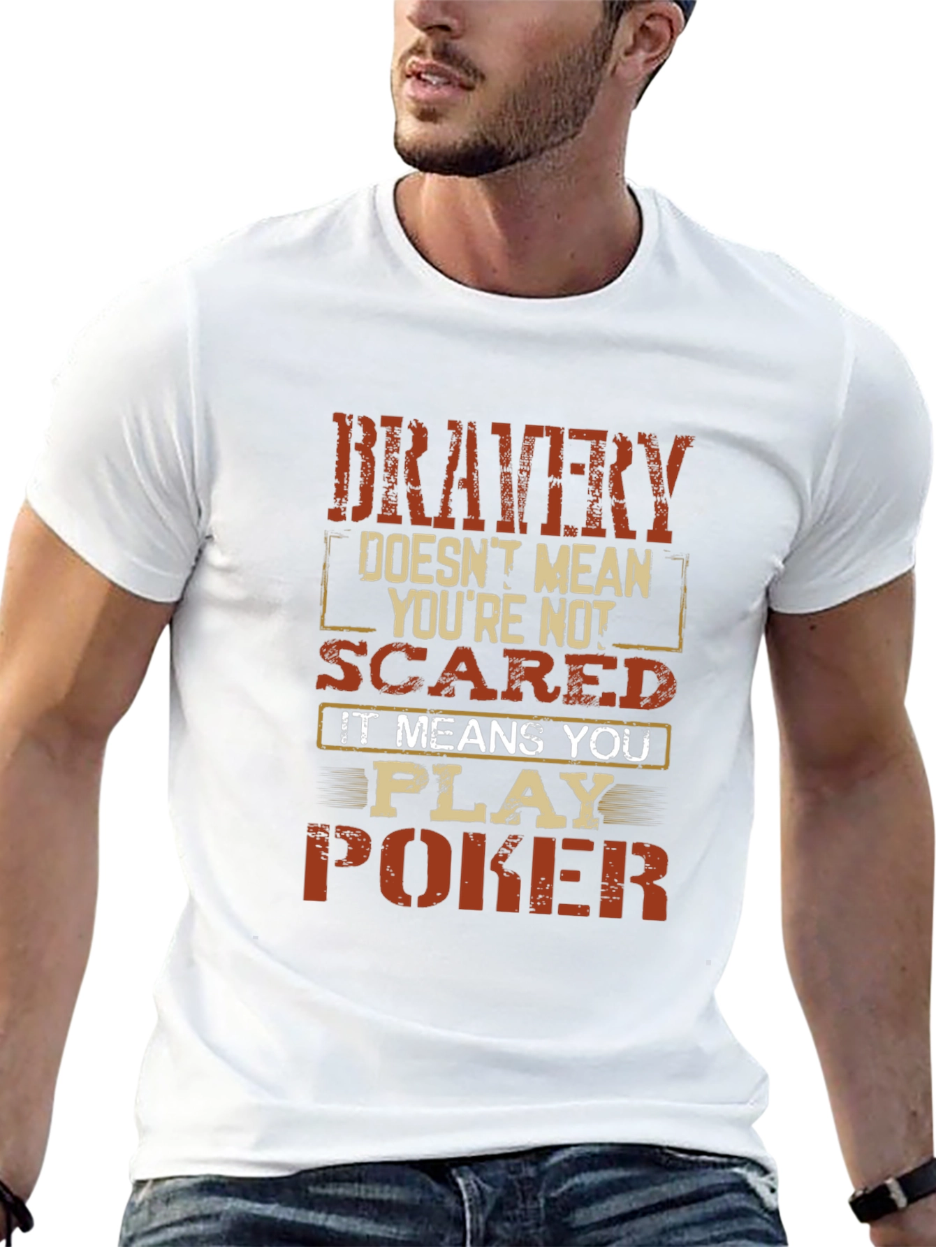 Black Bravery Poker T-Shirt - Bold Graphic Tee view 13