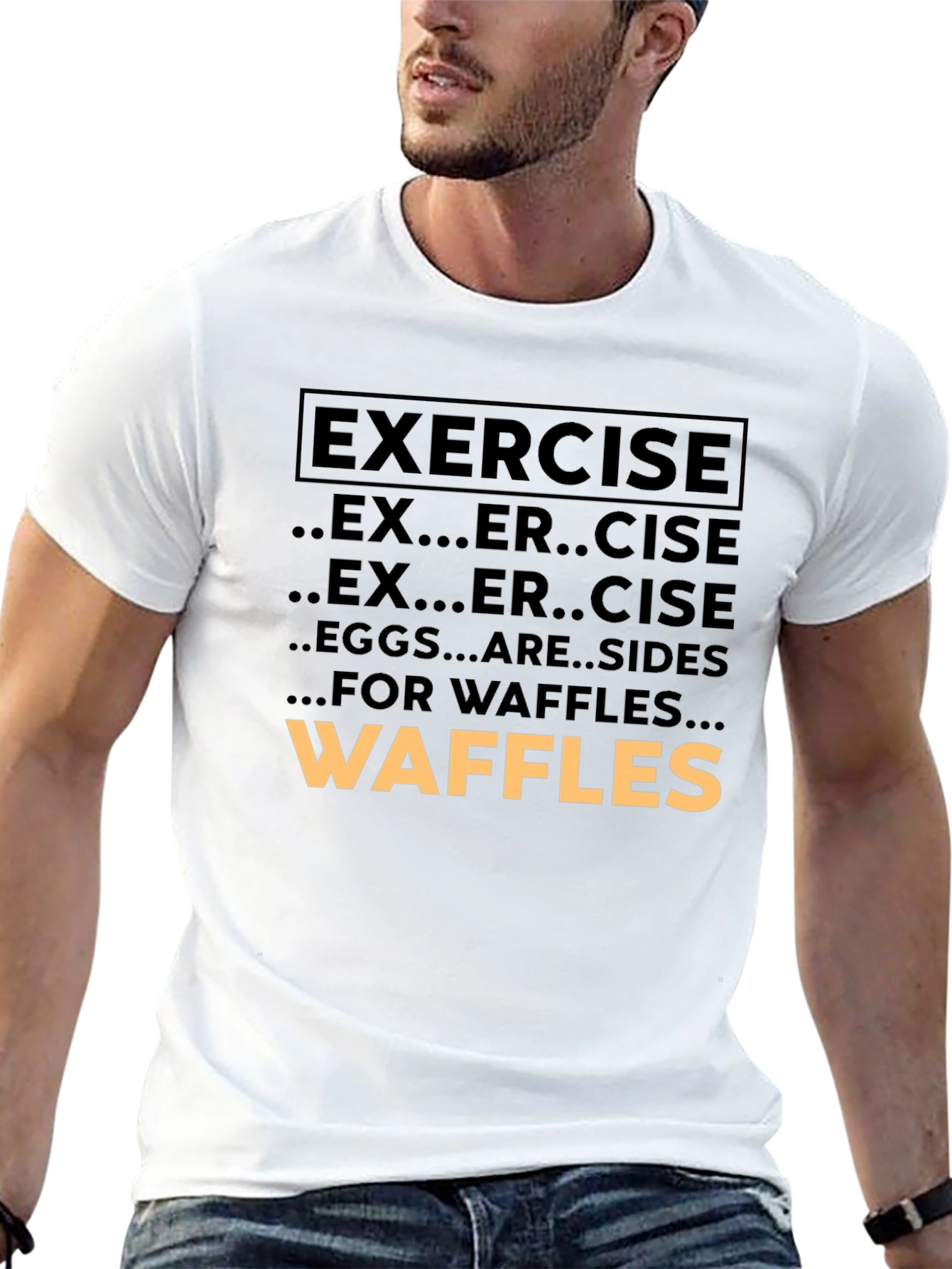 Black Exercise Waffles Graphic Tee view 13