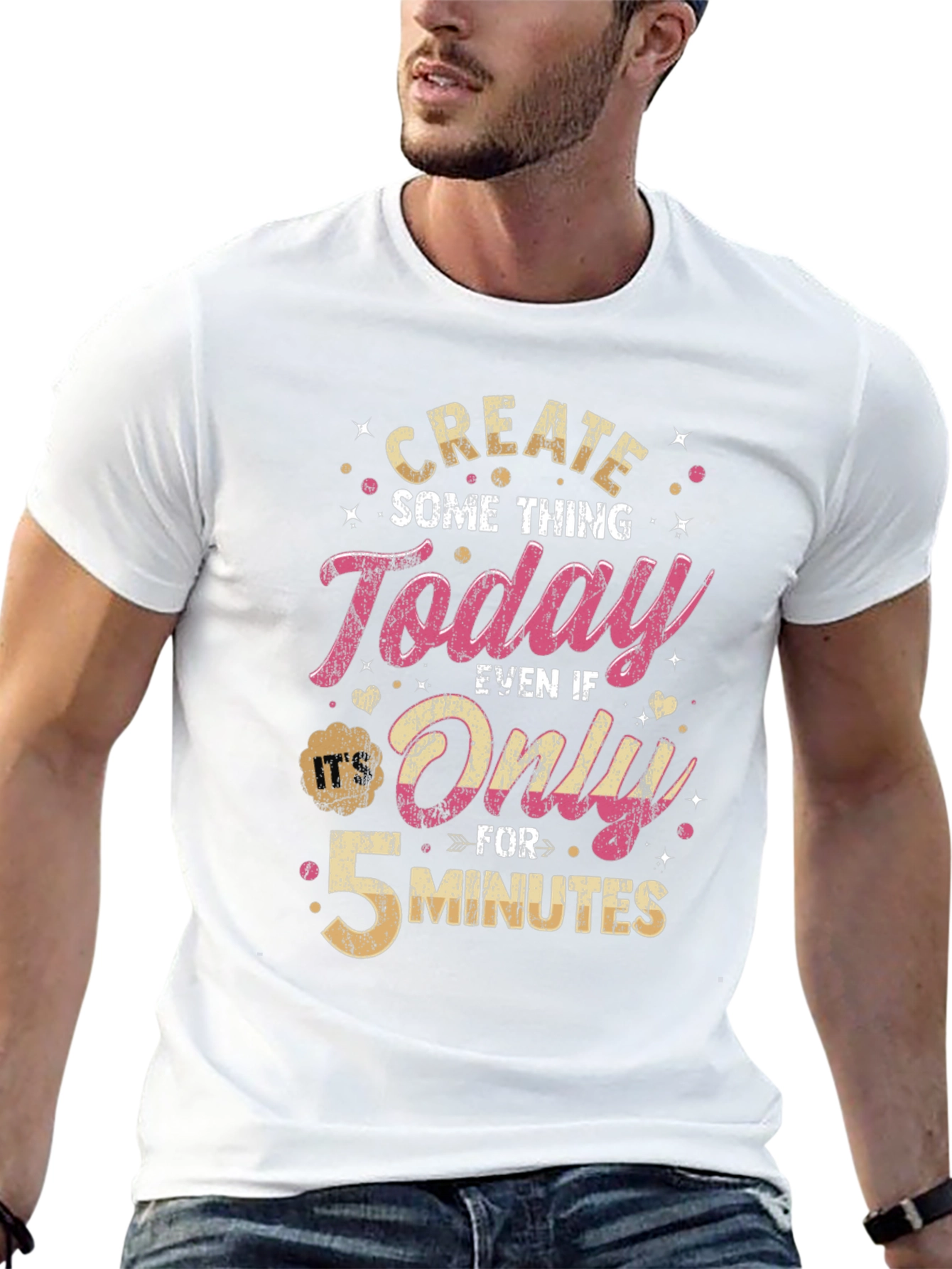 Black Create Something Today T-Shirt - Motivational Design view 13