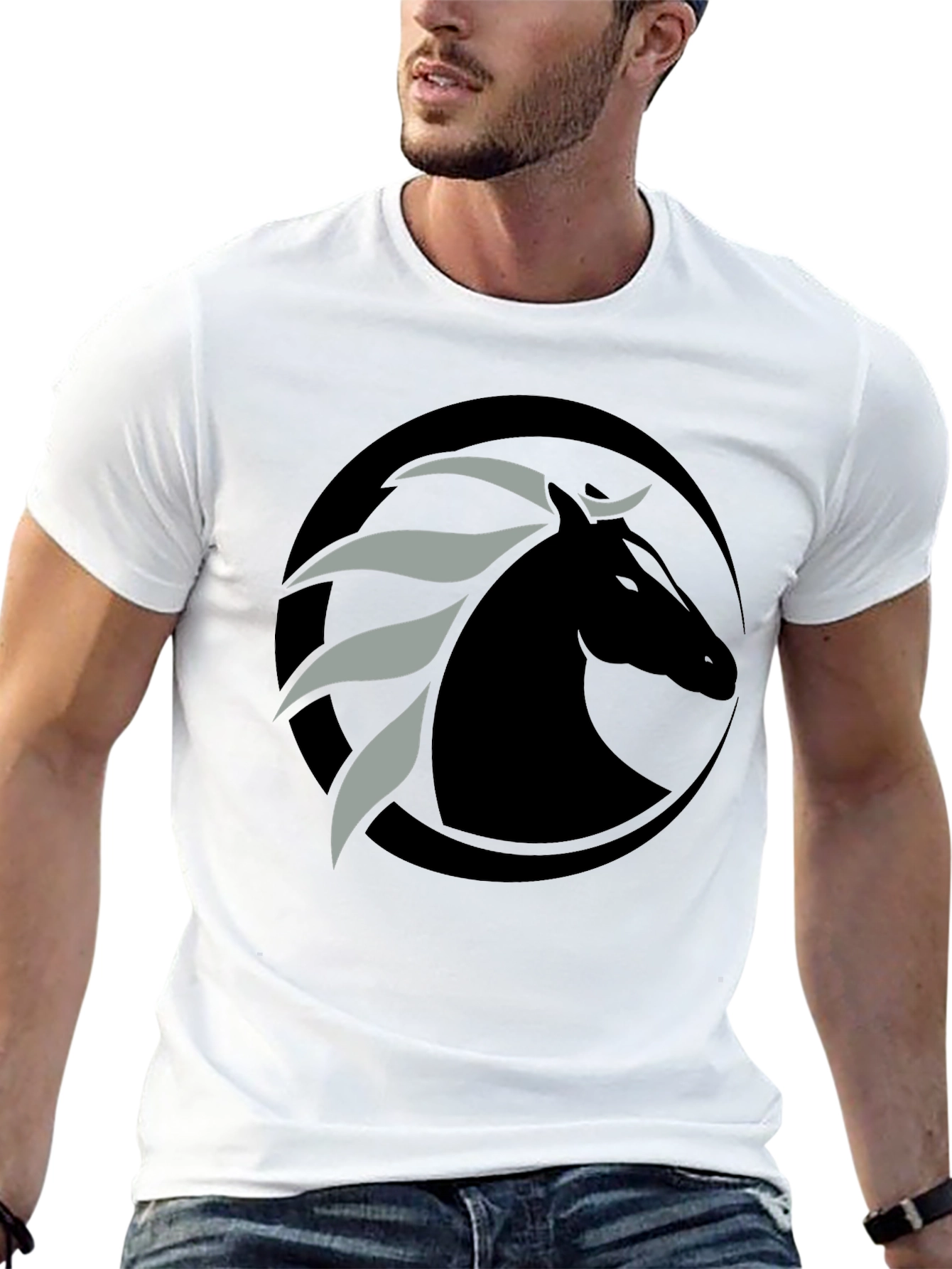 Black Black Horse Graphic Tee - Stylish Men's T-Shirt view 13