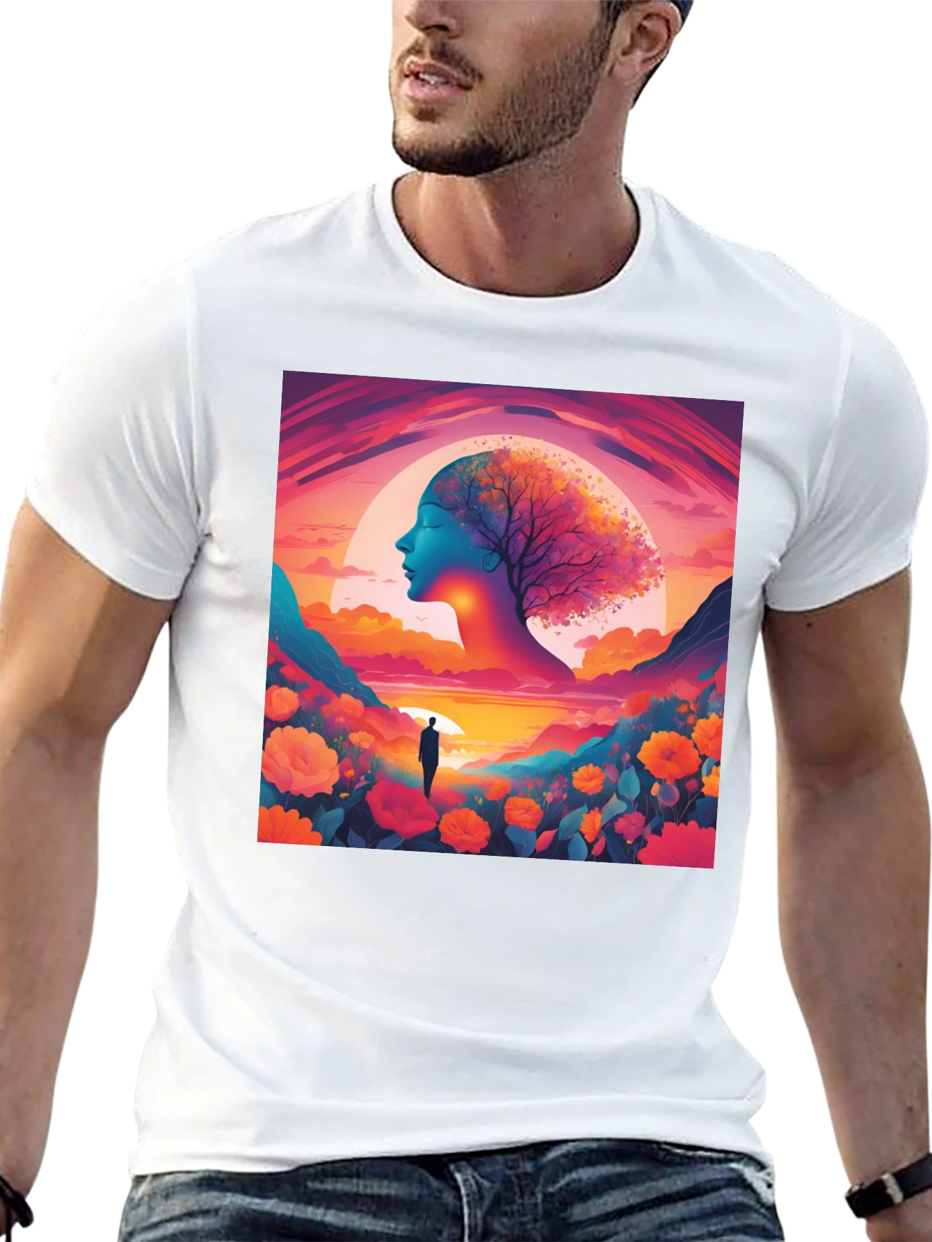 Black Nature's Dream T-Shirt - Artistic Graphic Tee view 13