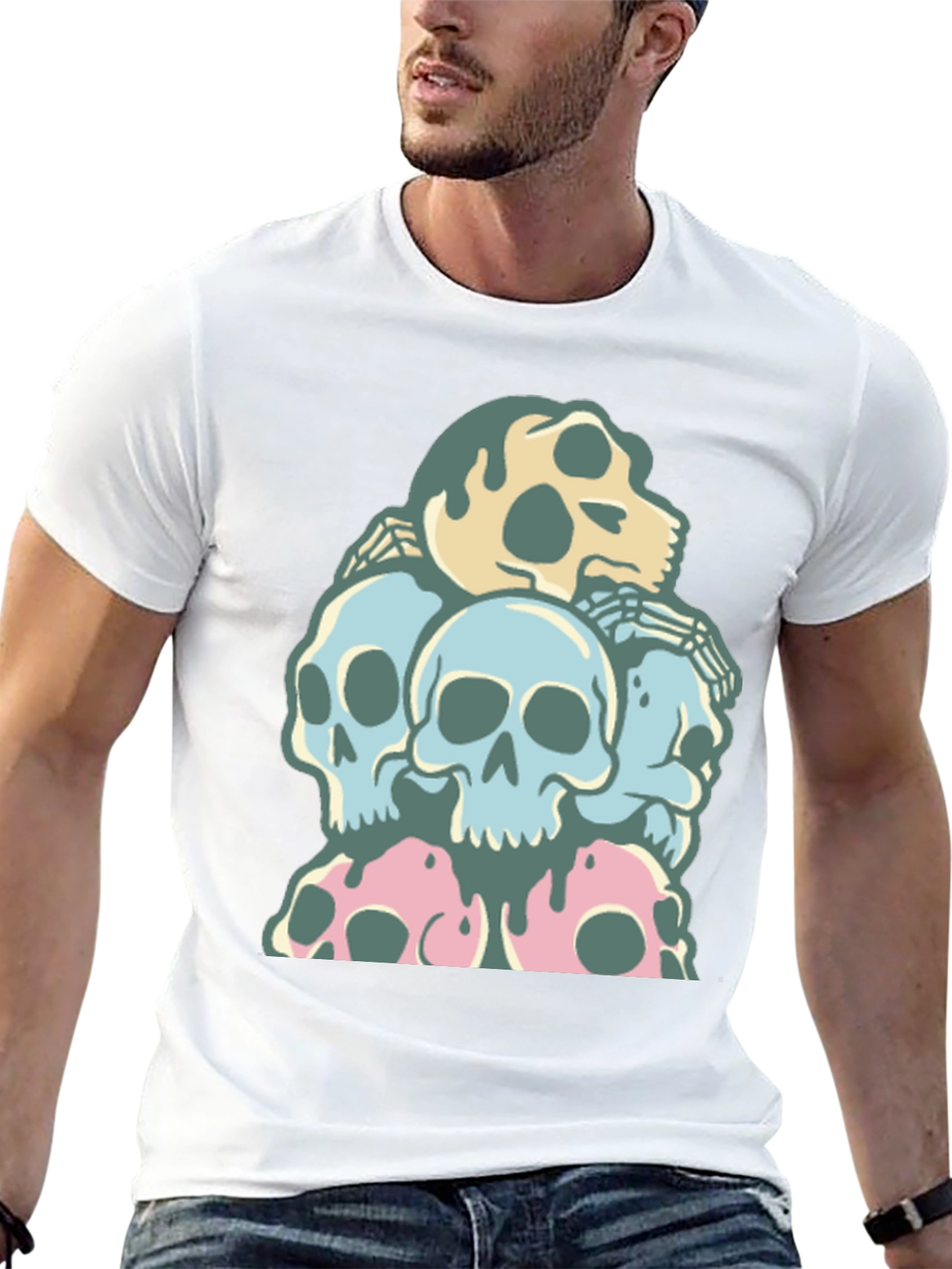 Black Skull Pile T-Shirt - Dark Humor Graphic Tee view 13